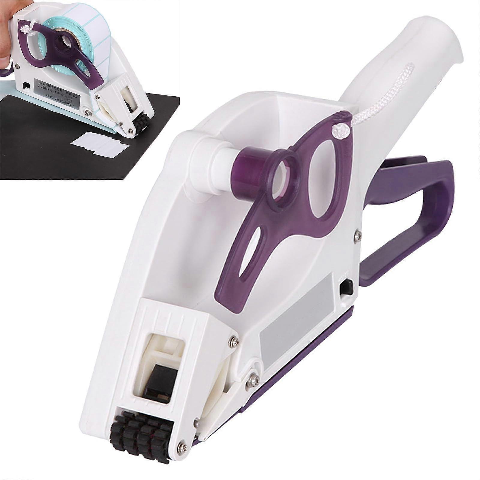 Labeling machine, portable barcode applicator, handheld, fast and effortless, sticker labeler for 22–35 mm wide labels for supermarkets.