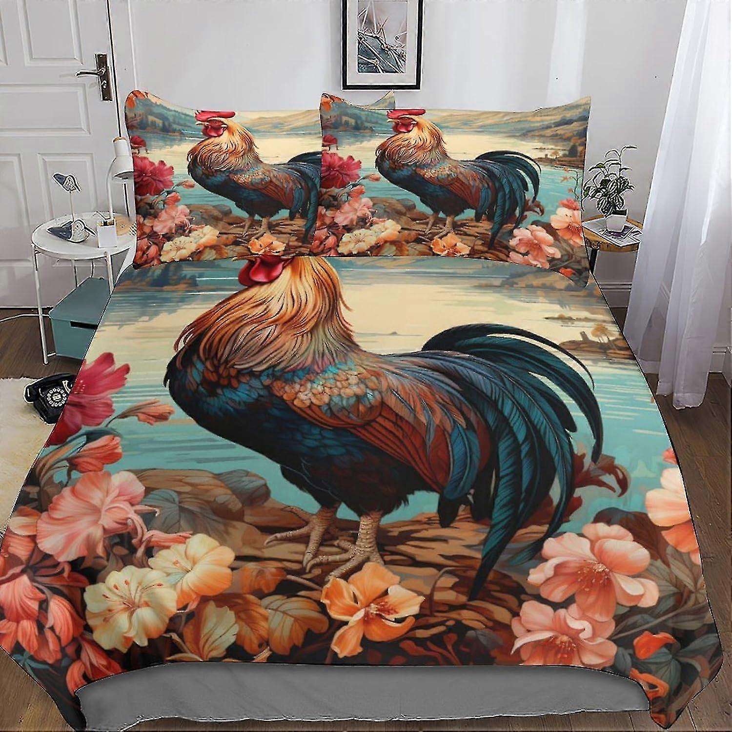 Conjunto de Capa de Edredom Animal Print - Capa de Edredom Respirável Macia de 3 Peças com Fecho de Zíper