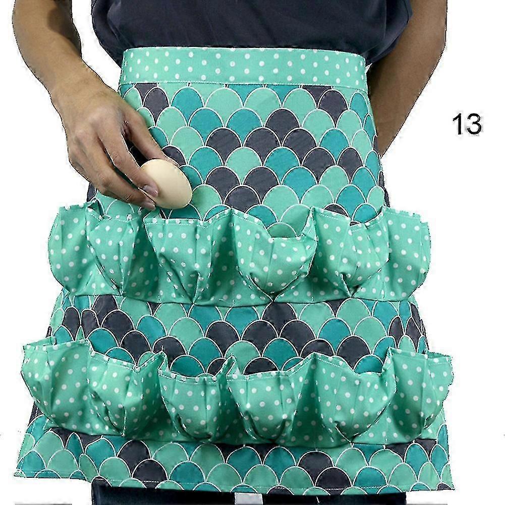 Farm Hen Print Two-row Chicken Egg Collecting Gathering Apron with Pocket