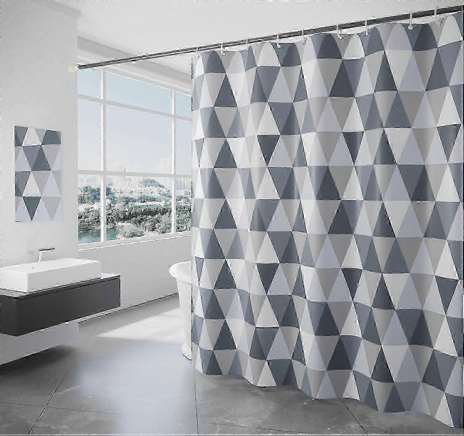 Waterproof Shower Curtain 200 x 220 cm, Anti-Bacterial, Anti-Mildew, Washable, with 12 Hooks