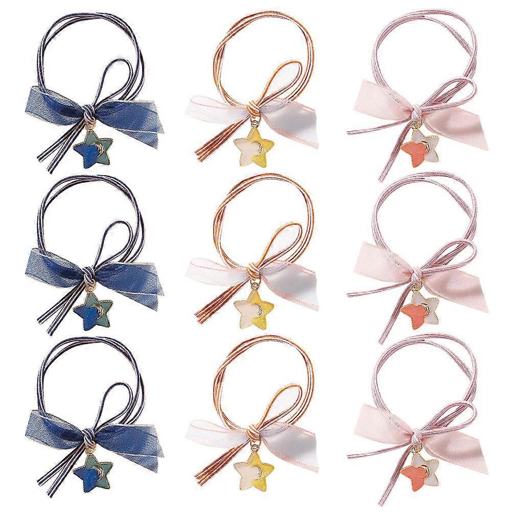 Star Hair Ties 10pcs High Stretchy Knot Ponytail Holders, Simple Stylish Hair Bands for Women, Everyday Use Accessories, Random Color
