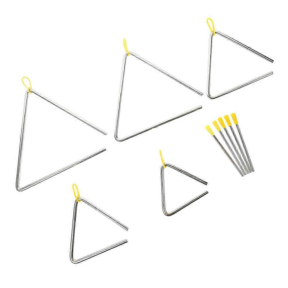 Triangle Bell Percussion Instrument Kids Friendly Metal Construction Rhythm Learning 8 Inch 5 Sets