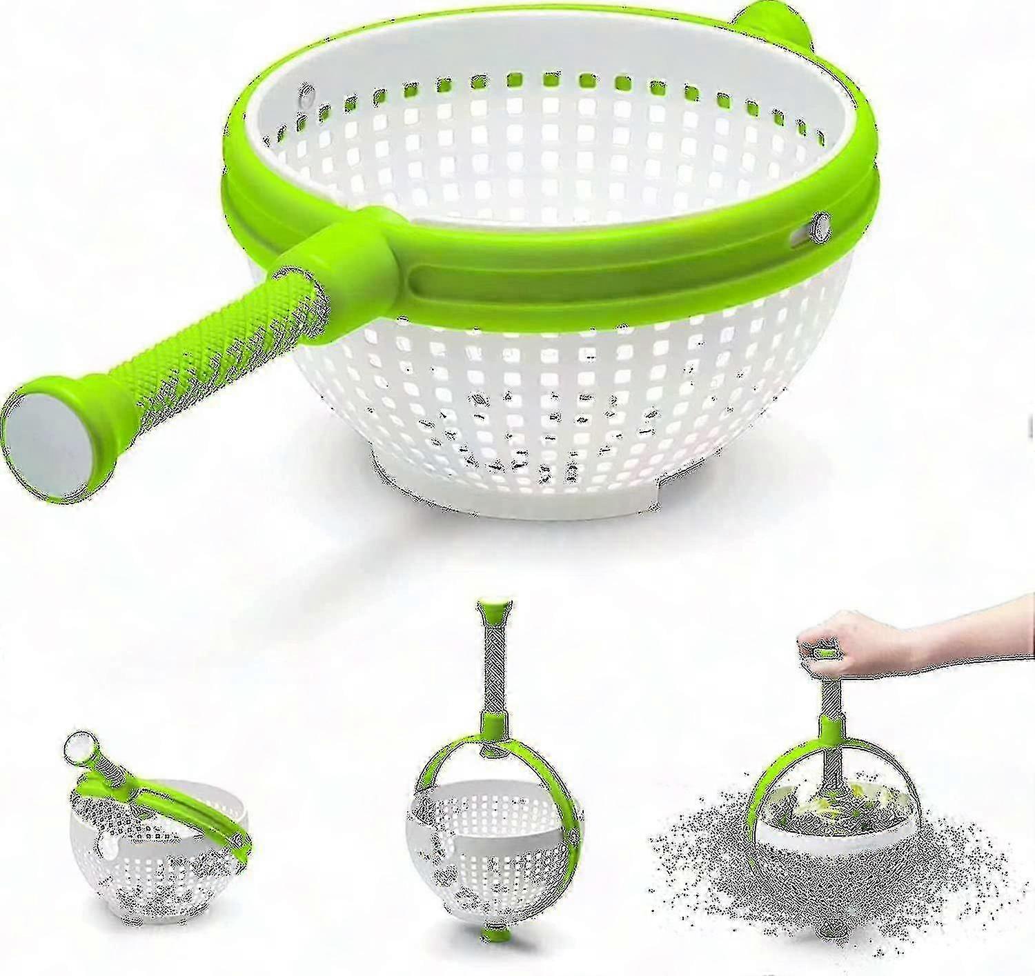 Salad Spinner with Collapsible Hand Dryer - Scratch-Resistant Spinning Colander SHZEV