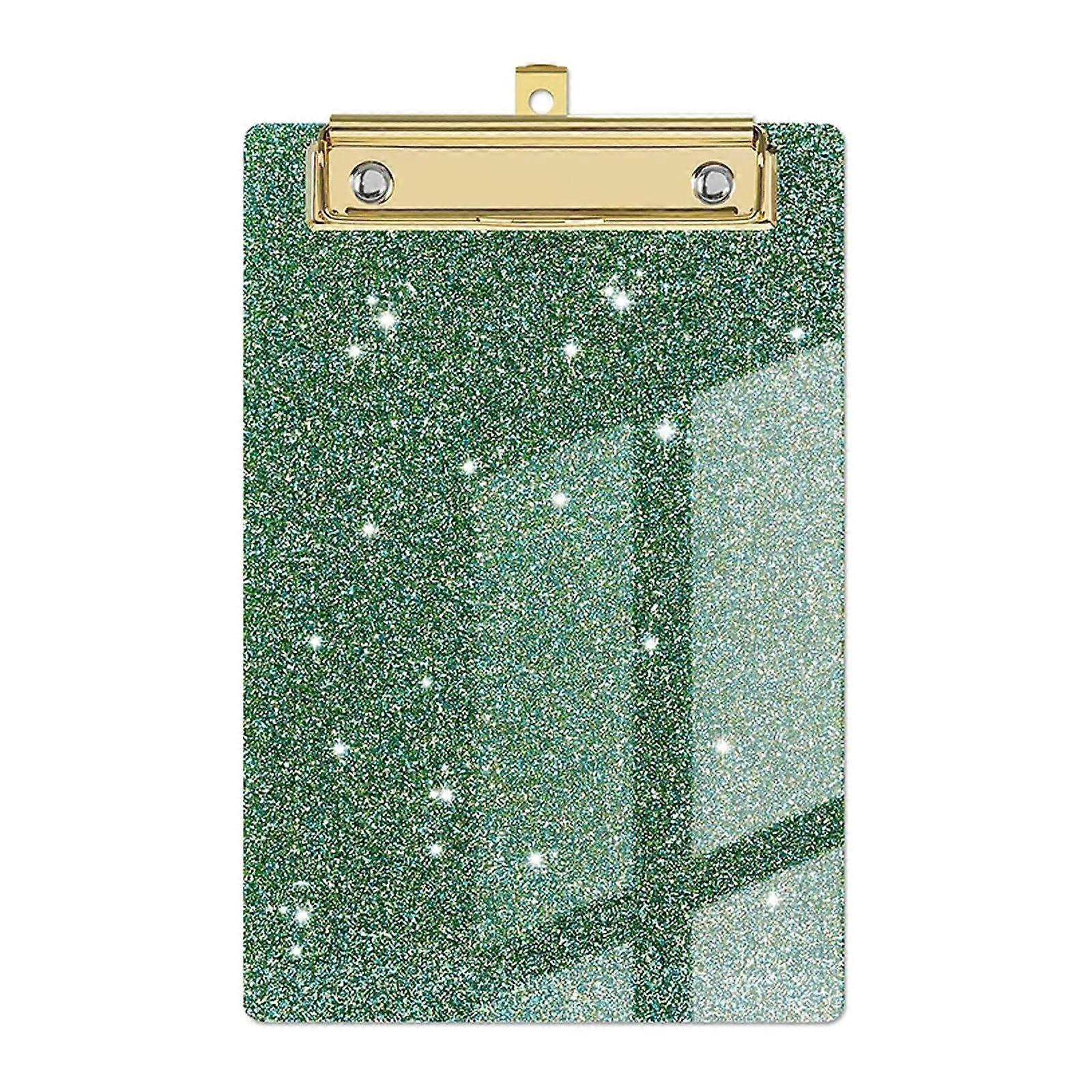 Clipboard Writing Board Paper Organizer, Sparkling Clipboard with Flat Gold Clip, Green Menu Folder and Memo Clipboard