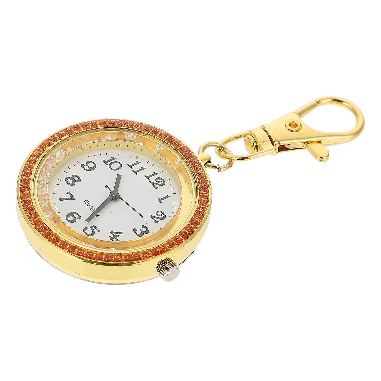 Beautiful Golden Pocket Watch with Key Buckle for Decoration Portable and Stylish