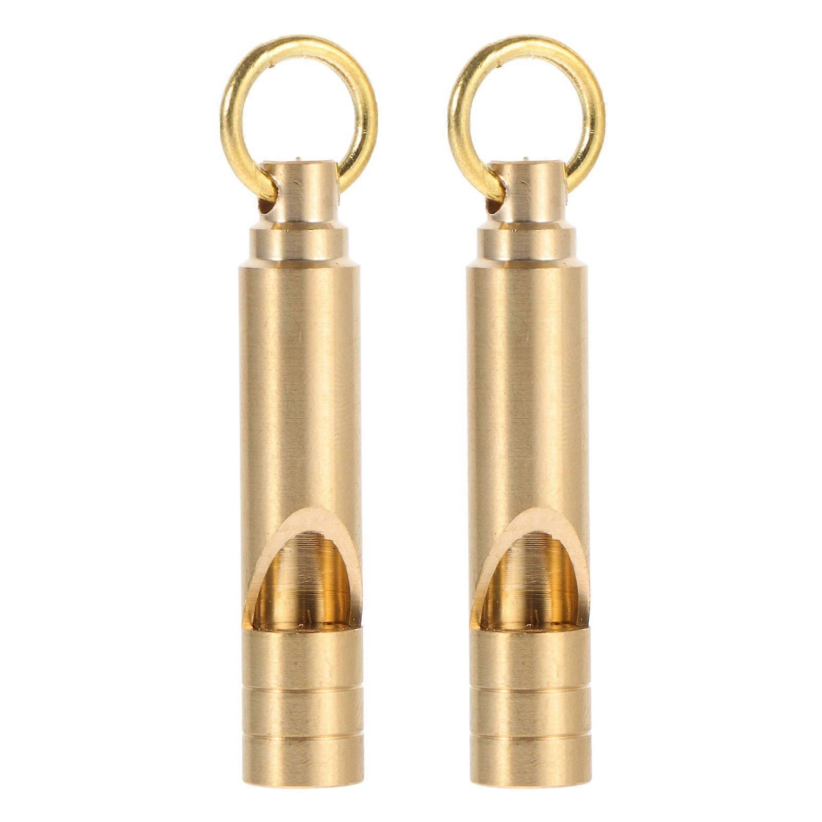 Retro Brass Whistle Pendant Compact High Pitch Referee Whistle for Sports, Outdoor Survival and Competition Durable Keychain Accessory (2pcs)