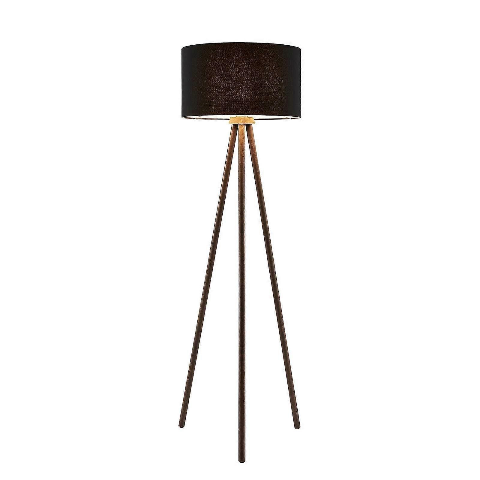 Majken Scandinavian Floor Lamp in Black Wood - Tripod Design, E27 Compatible, Ideal for Living Room Lighting