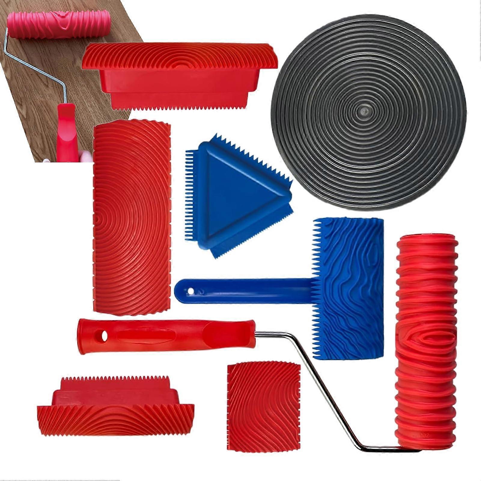 Wood grain tool, 8piece set, mueslicolored roller, soft rubber, grain looks like wood.