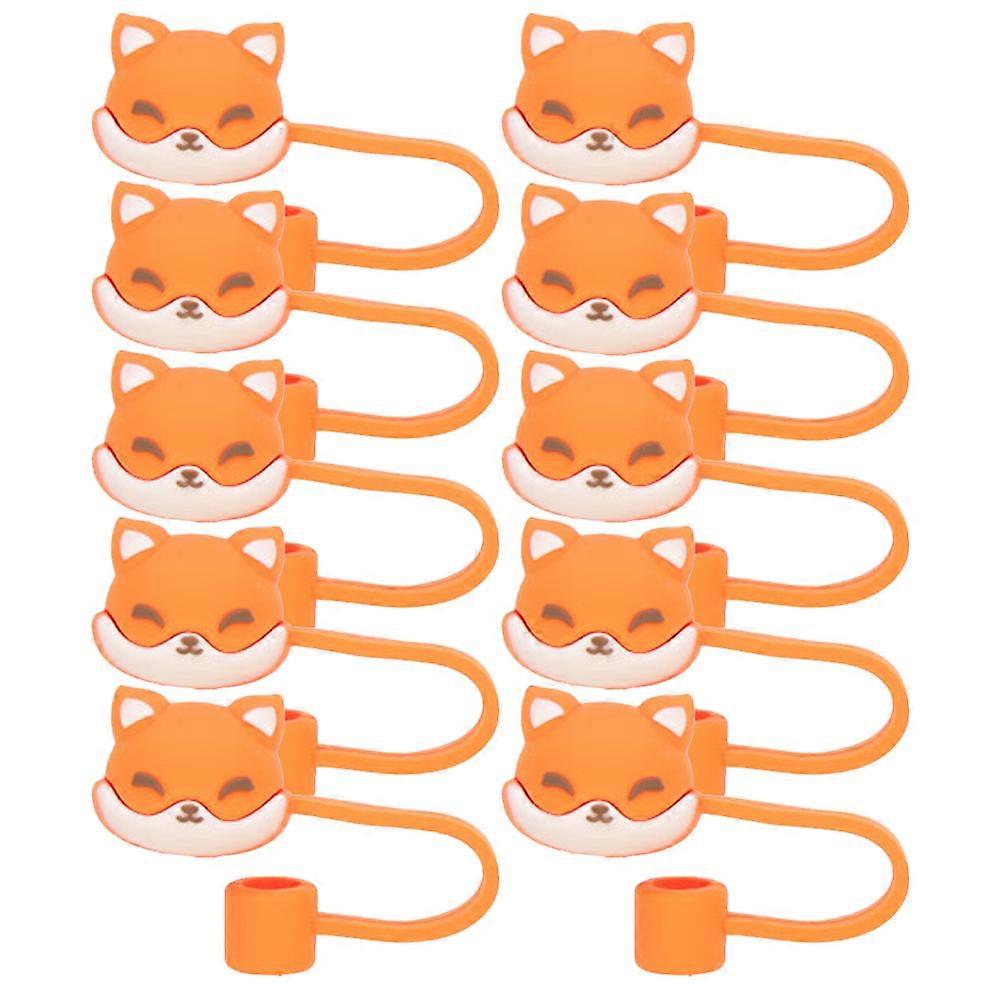 Cartoon Fox Shape Straw Toppers Practical And Decorative For Home Shopping Gatherings Picnic Party 10Pcs