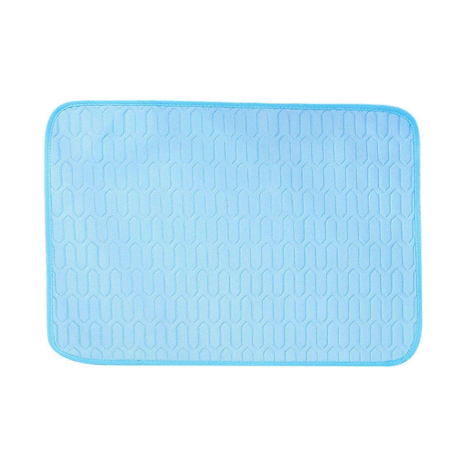 Cooling mat for dogs, ice silk, portable cooling bed, breathable pet cushion, L/XL blue