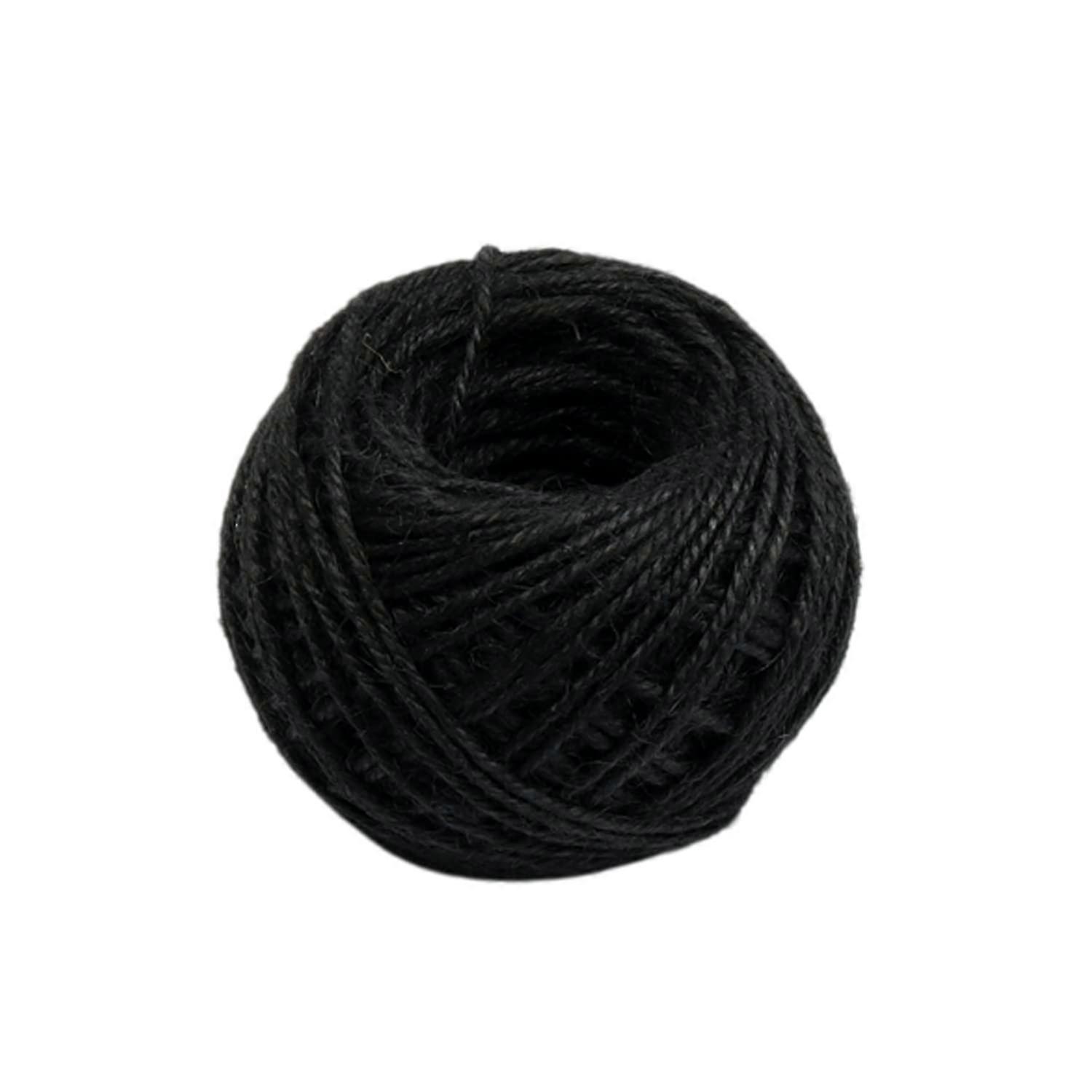 Hemp Twine 2mm in Black, 50 Meters Long, Versatile Crafting and Gardening String, Ideal for Gift Wrapping and Packaging