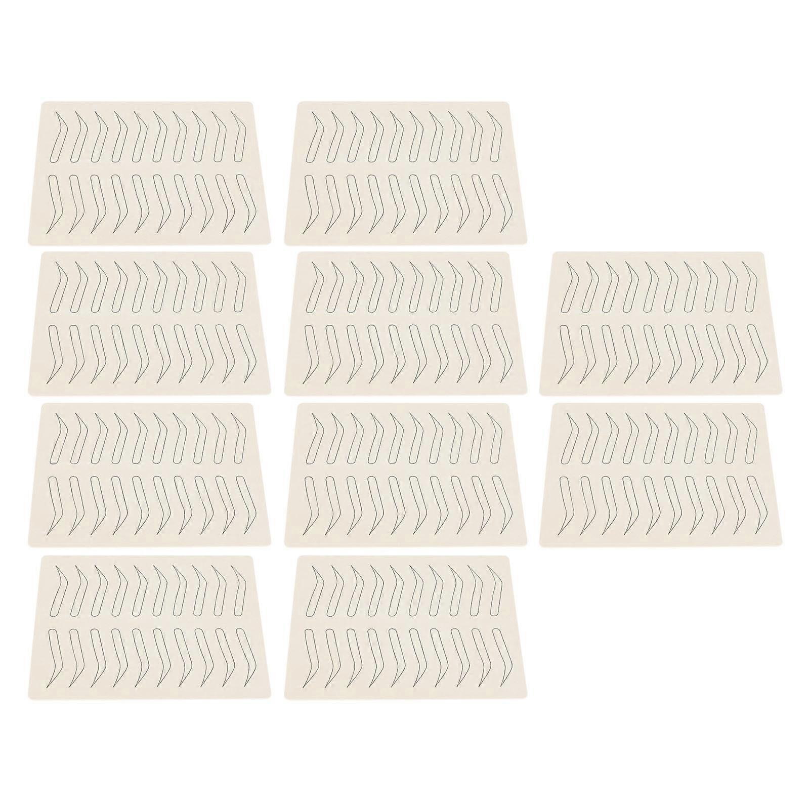 10 Pcs Microblading Practice Skin Silicone 1mm Thickness Single Sided Pattern Black Inkless Microblading Supplies 