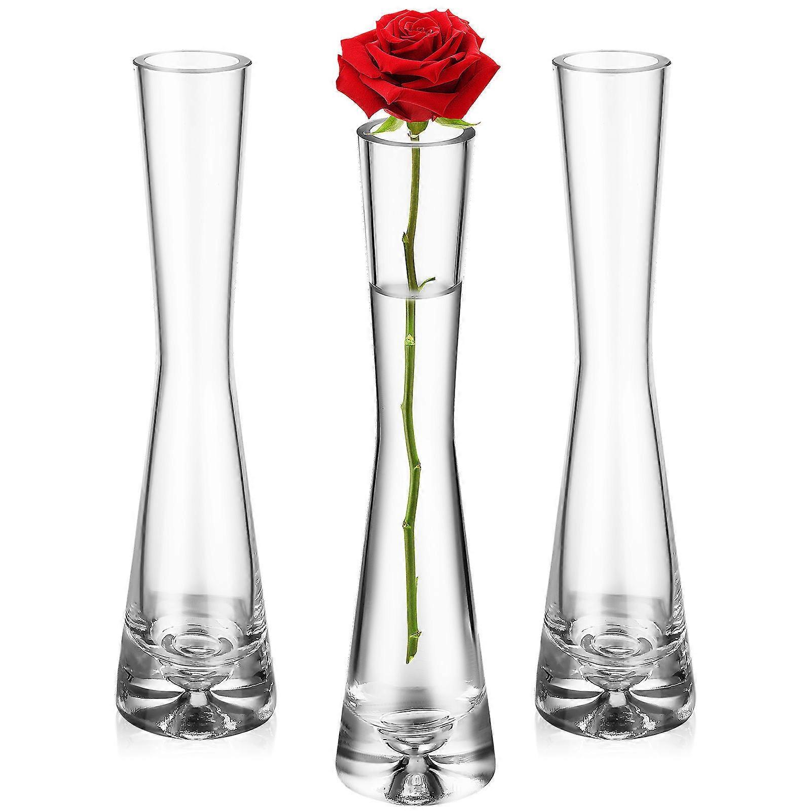 3pcs Transparent Glass Bud Vases for Single Stem Flowers, Small Flower Vases for Home Decor, Table Centerpieces & Versatile Space Display