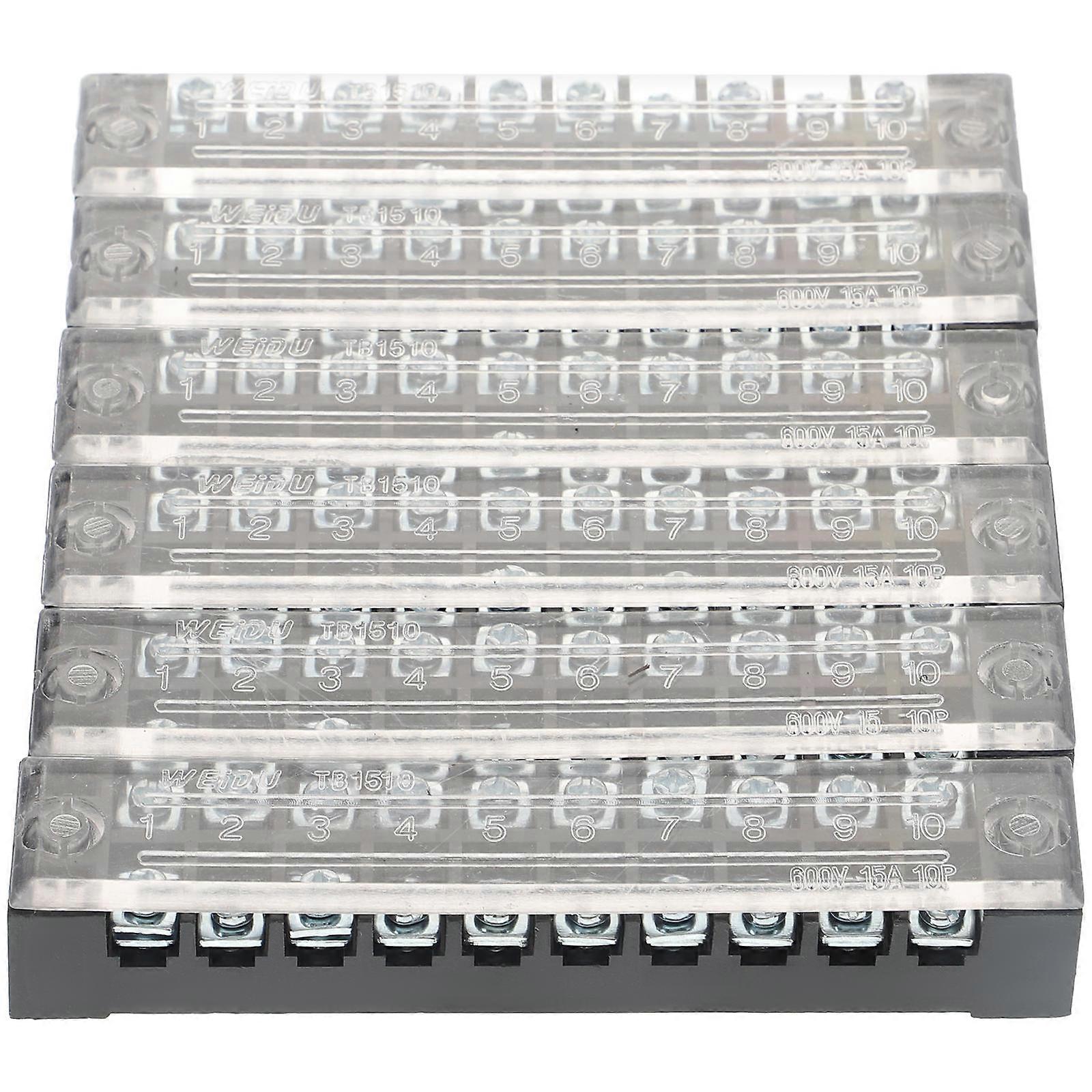 6pcs 1510 Terminal Block Wire Connector 15A 10 position Fixed Terminal Block Terminal Board