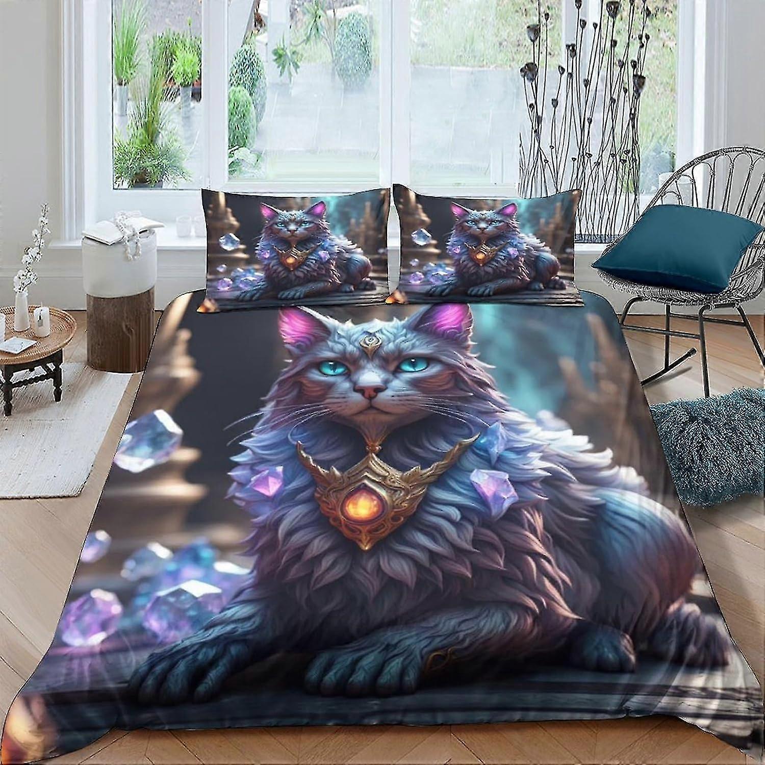 Söta djurkaraktärer sängkläder, 3 stycken mjukt lättskött mikrofibertäcke med 2 örngott