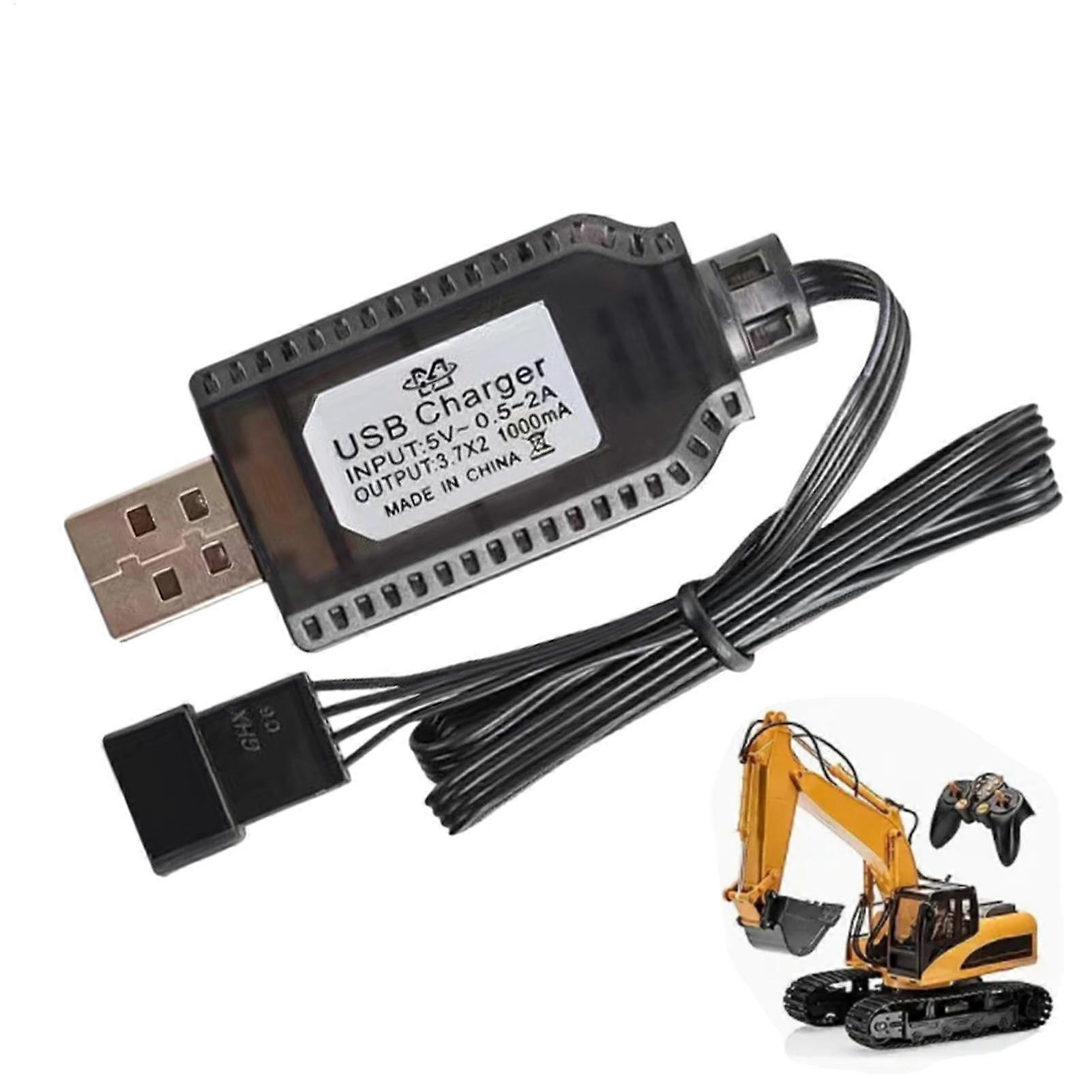 USB Charging Cable 7.4V 1000mA Fast Charge for Toy Lithium Battery, RC Cars/Planes/Drone SM-2P/SM-3P/SM-4P Auto Adjust