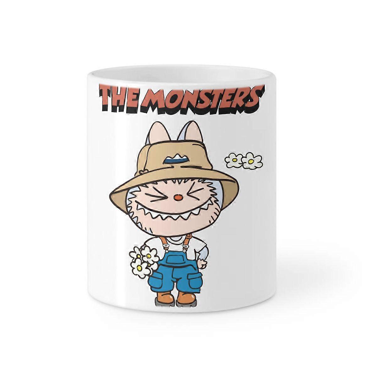 LABUBU Farmer Mug Smiling Bunny with Flowers and Hat, Ceramic Cup