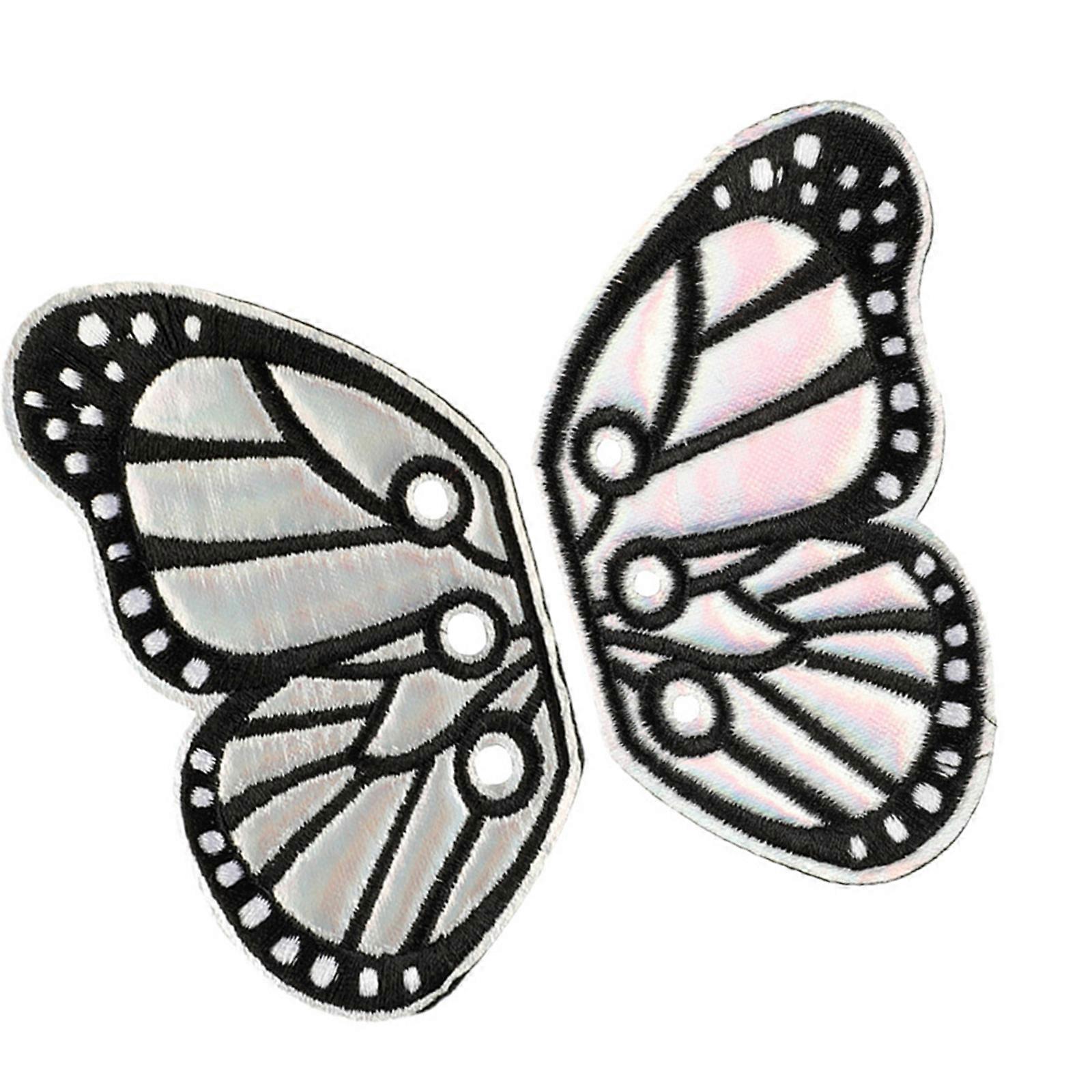 1 Pair Embroidered Patches Butterfly Wing Sewing Patches Iron On Patches Applique Patches Sew On Patches for Clothe  White