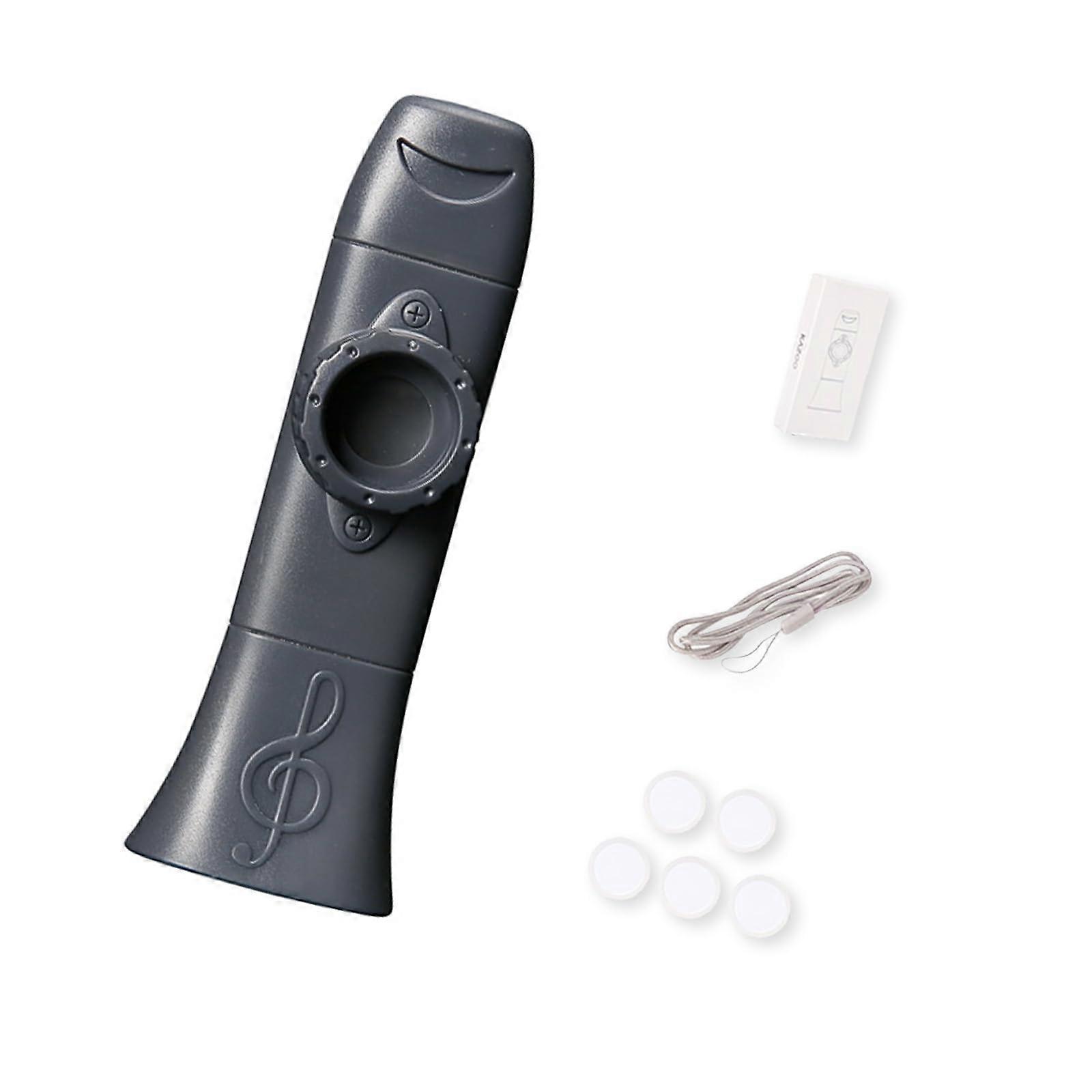Professional Kazoo Instrument with Lanyard and 5 Replacement Membranes for Kids, Adults, Music Enthusiasts, and Beginners Grey Ref: 6383