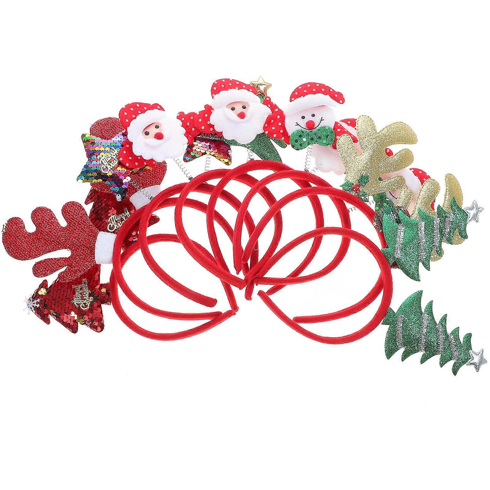 Christmas Theme Headbands Childrens Hairband New Year Celebration Assorted Color 22x20x1.5cm 8Pcs