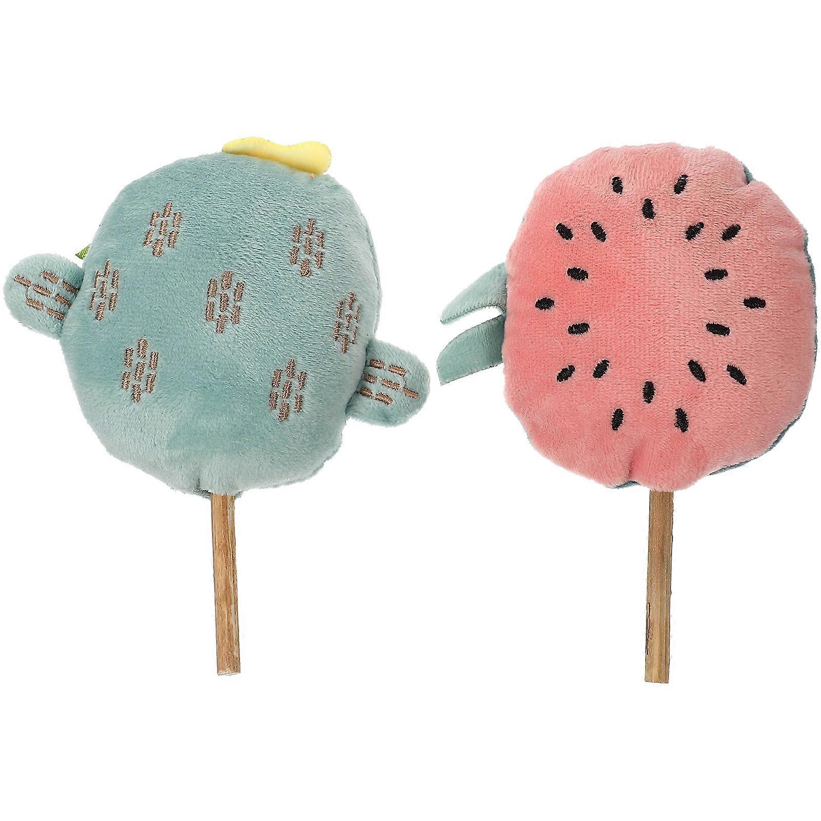 Teasing Cats Cat Wand Toys Dragon Fruit Shape Assorted Color 14X10X3cm Plush For Cat Entertainment 2Pcs
