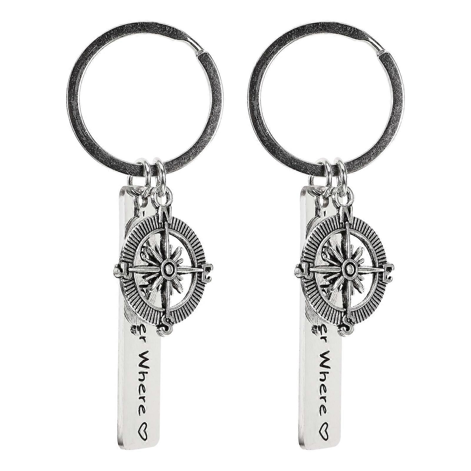 Keychain Pendant Key Rings for Decor 2Pcs Silver