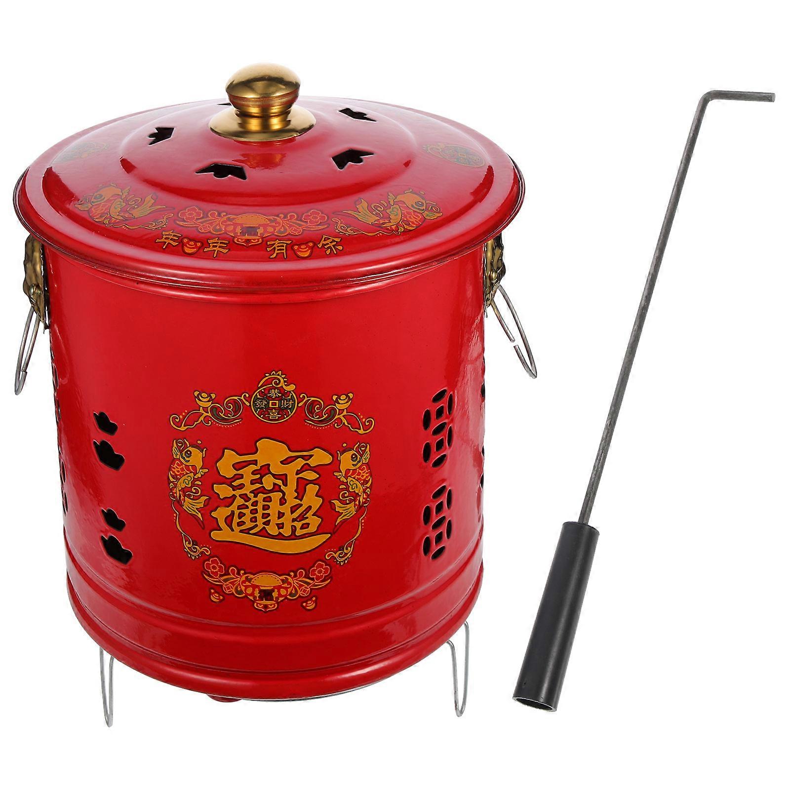 Enamel Burn Barrel with Lid for Paper Incineration – Thick Coating, Spark Resistant, Sealing Design, Enhanced Combustion Efficiency for Waste and