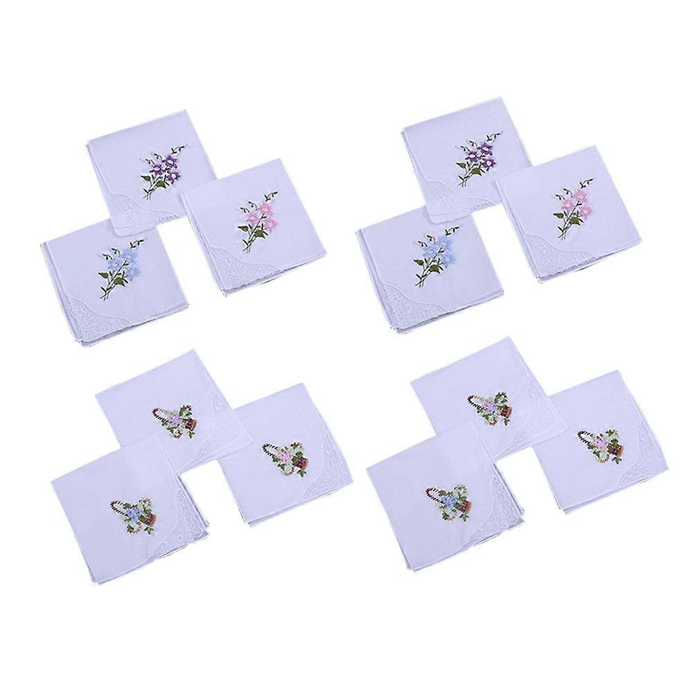 Serviettes en coton blanc pour dîner de mariage, 12 pièces, serviettes pour le visage en dentelle brodée