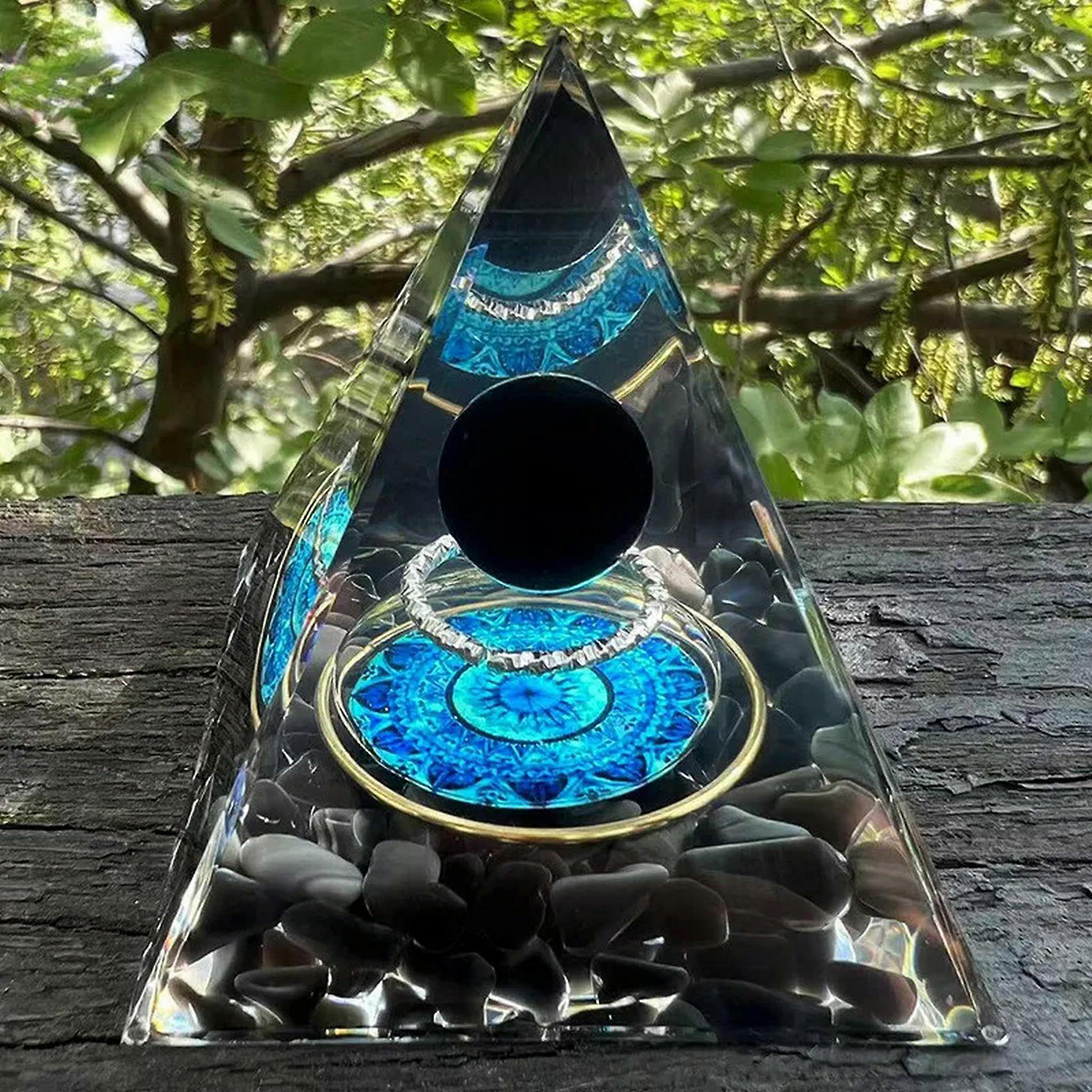 Obsidian Ball Pyramid Orgone Crystal Pyramid For Metaphysical Healing And Home Decor