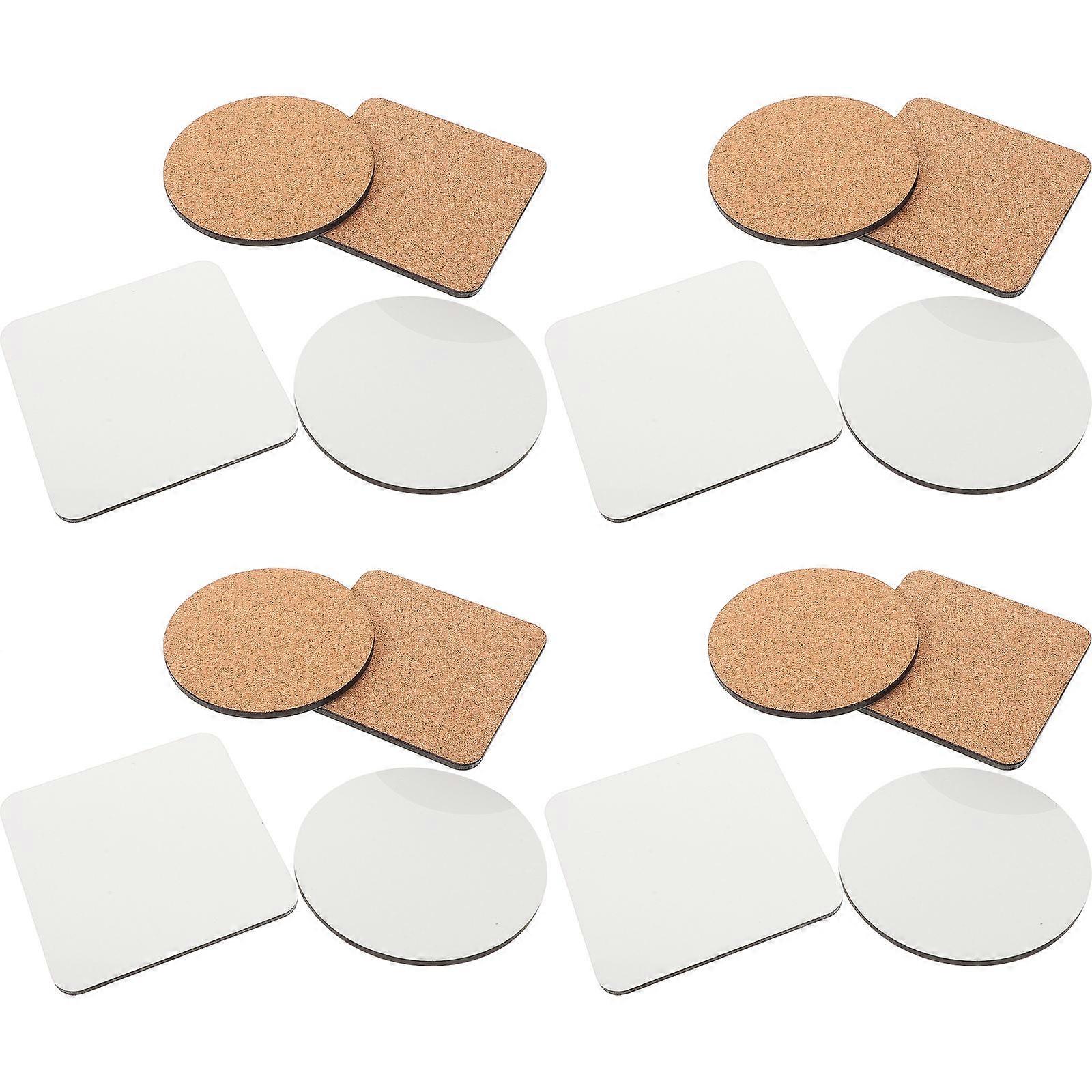 White Sublimation Coasters with Cork Backing for DIY Crafts and Home Use 3.75 Inches Round