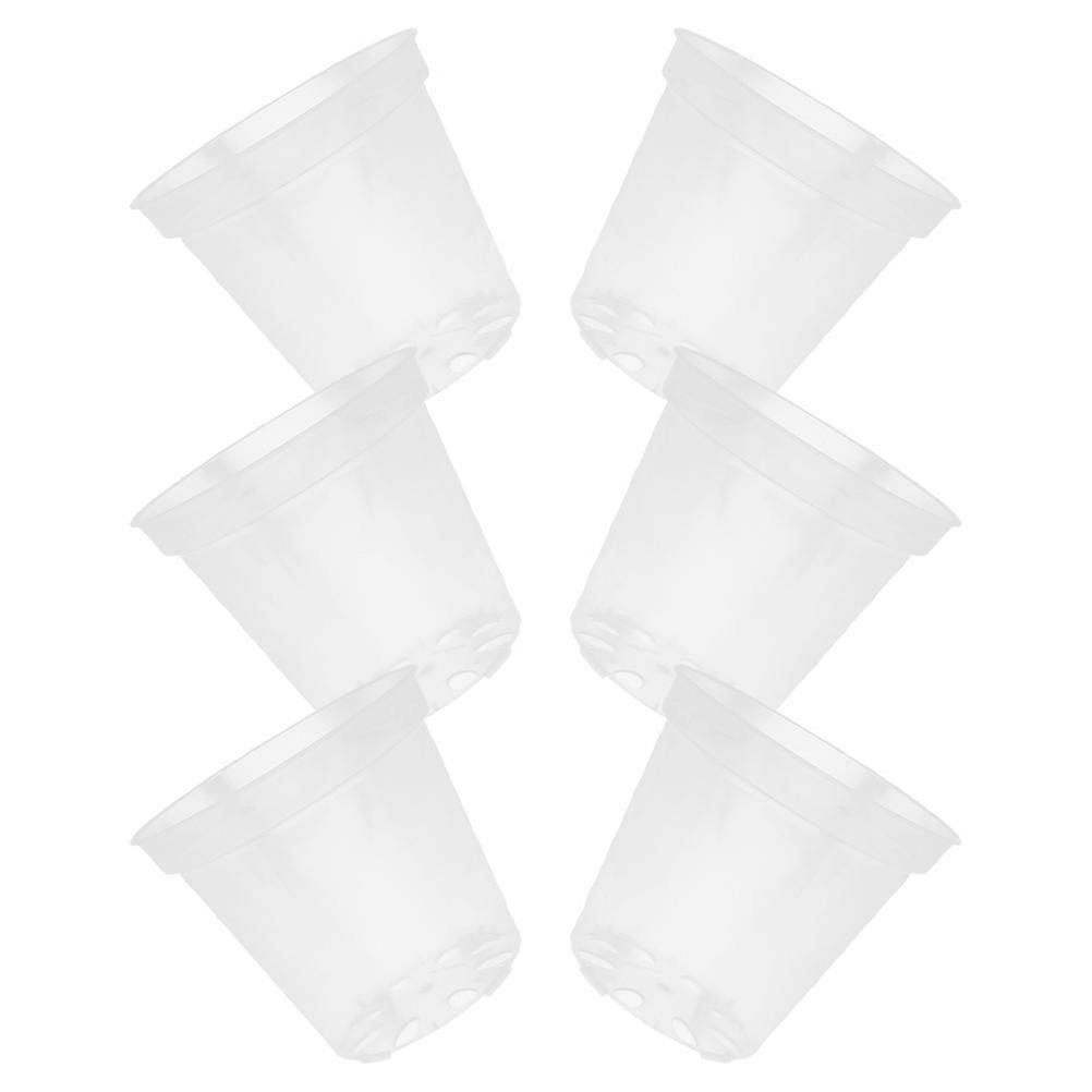 6pcs Transparent Orchid Pots with Drainage Holes, Breathable Plastic Flower Pots for Indoor & Balcony Planting to Promote Healthy Root Growth and Air