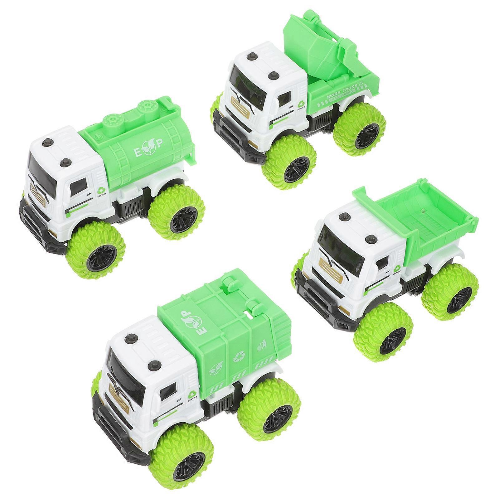 4pcs Friction Powered Garbage Truck for Sanitation Vehicle, Design to Promote Environmental Awareness and Creativity for All Ages
