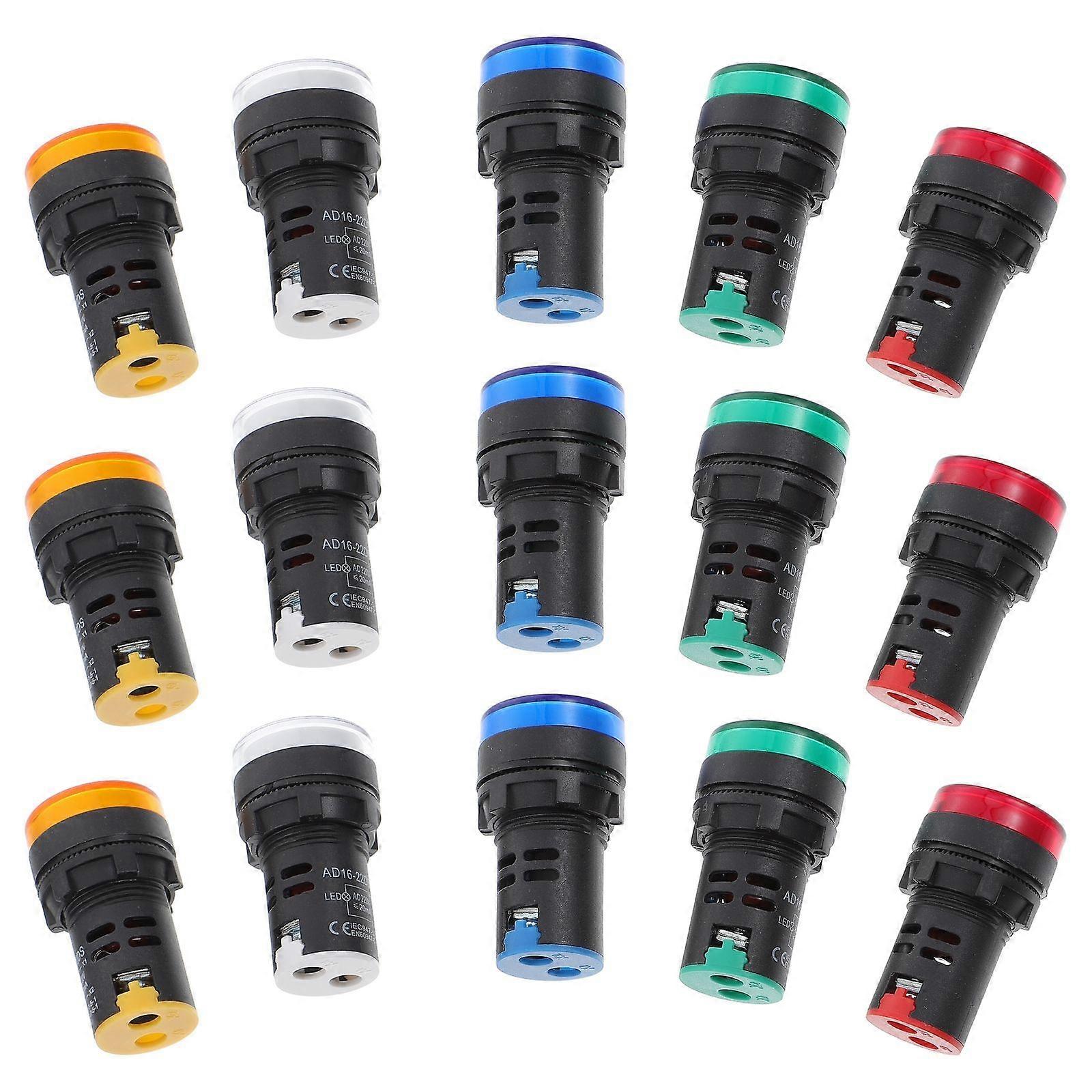 Indicator Lights 22mm Diameter Signal Lamps Yellow For Machine Tool Home Appliances Easy Recognition 15Pcs