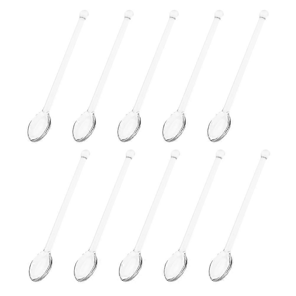 Here's a well structured product description for your item:
**10pcs Transparent Heat Resistant Glass Spoons – Perfect for Coffee, Tea &