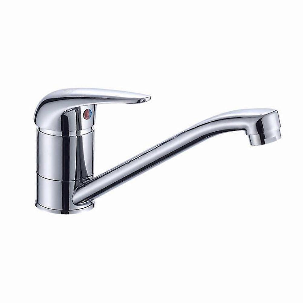 Single Hole Copper Basin Faucet with Smooth Silver Finish for Bathroom Use 8.5 Inches
