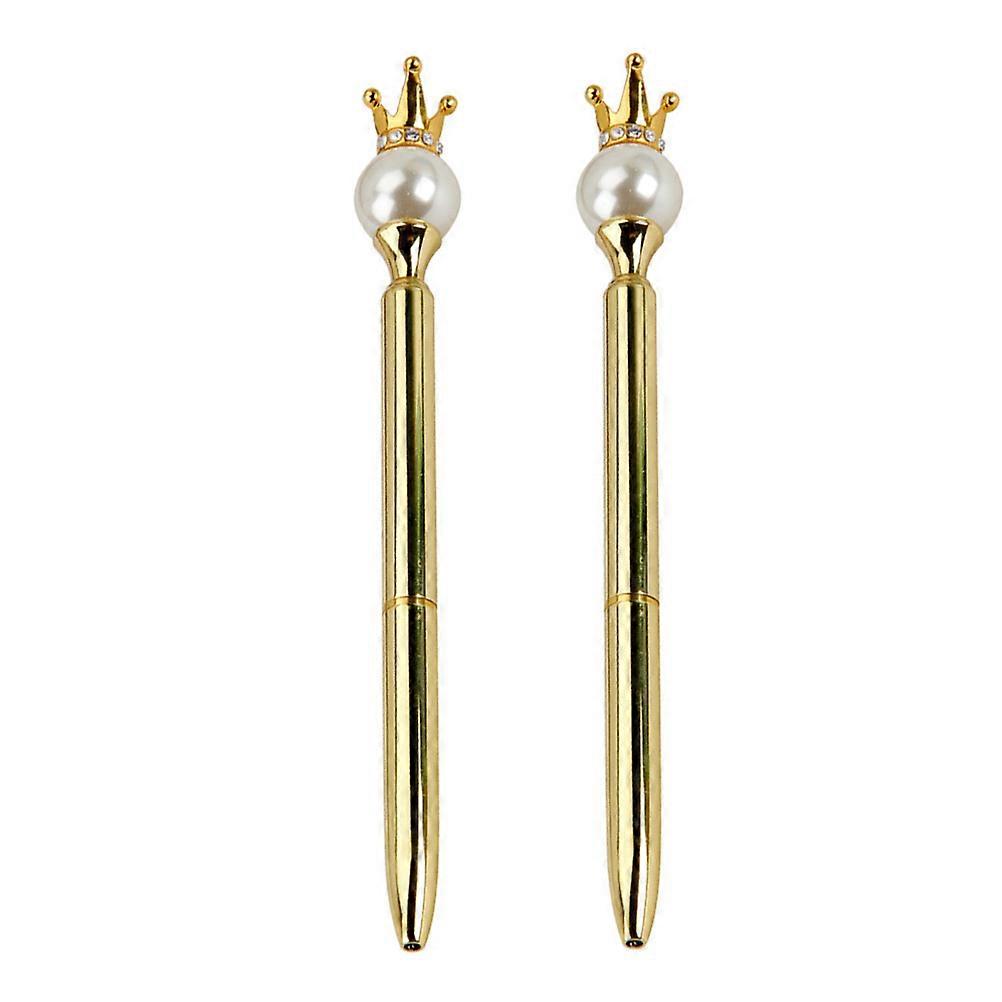 Fancy Pen Refills Golden Ballpoint Pen Home And School Use With Clip Function 2Pcs