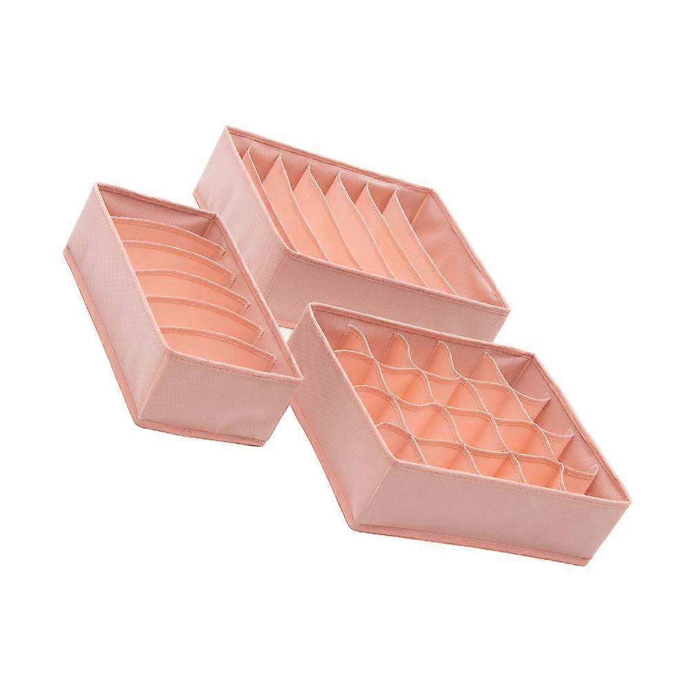 Clothes Storage Containers Multi-Grid Design Rectangular Shape Home Use Pink Color Underpants Storage Case 34x20x5cm 1Set