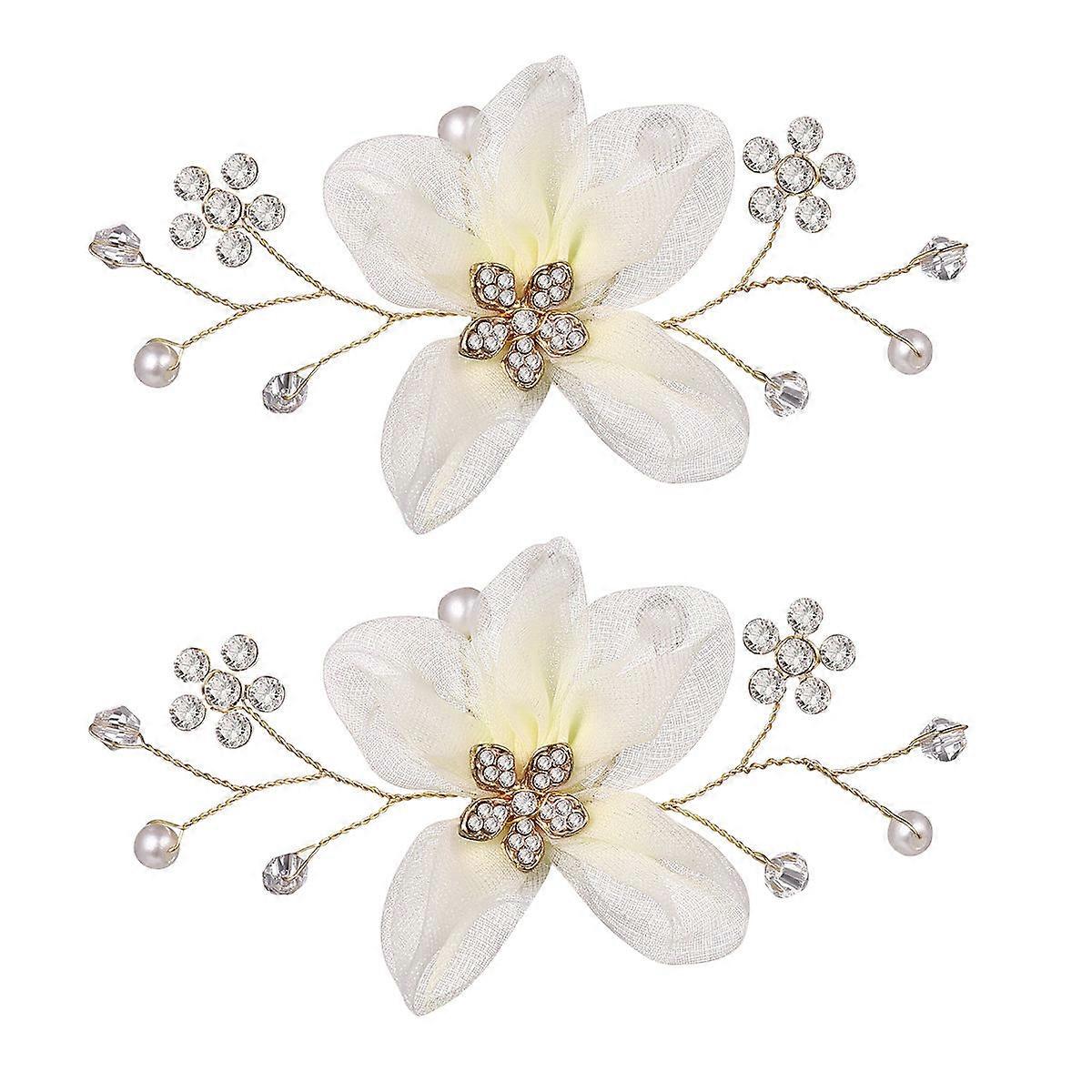 White Rhinestone and Alloy Bride Shoe Buckle for Wedding Use with Flower Design and Durable Craftsmanship 1 Pair