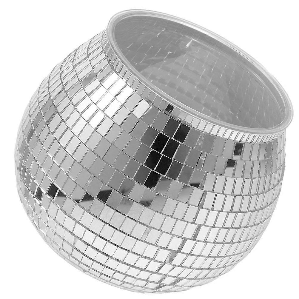 Disco Ball Ice Bucket for Parties Keeps Drinks Cool Unique Design Acrylic Silver 7.87 Inches