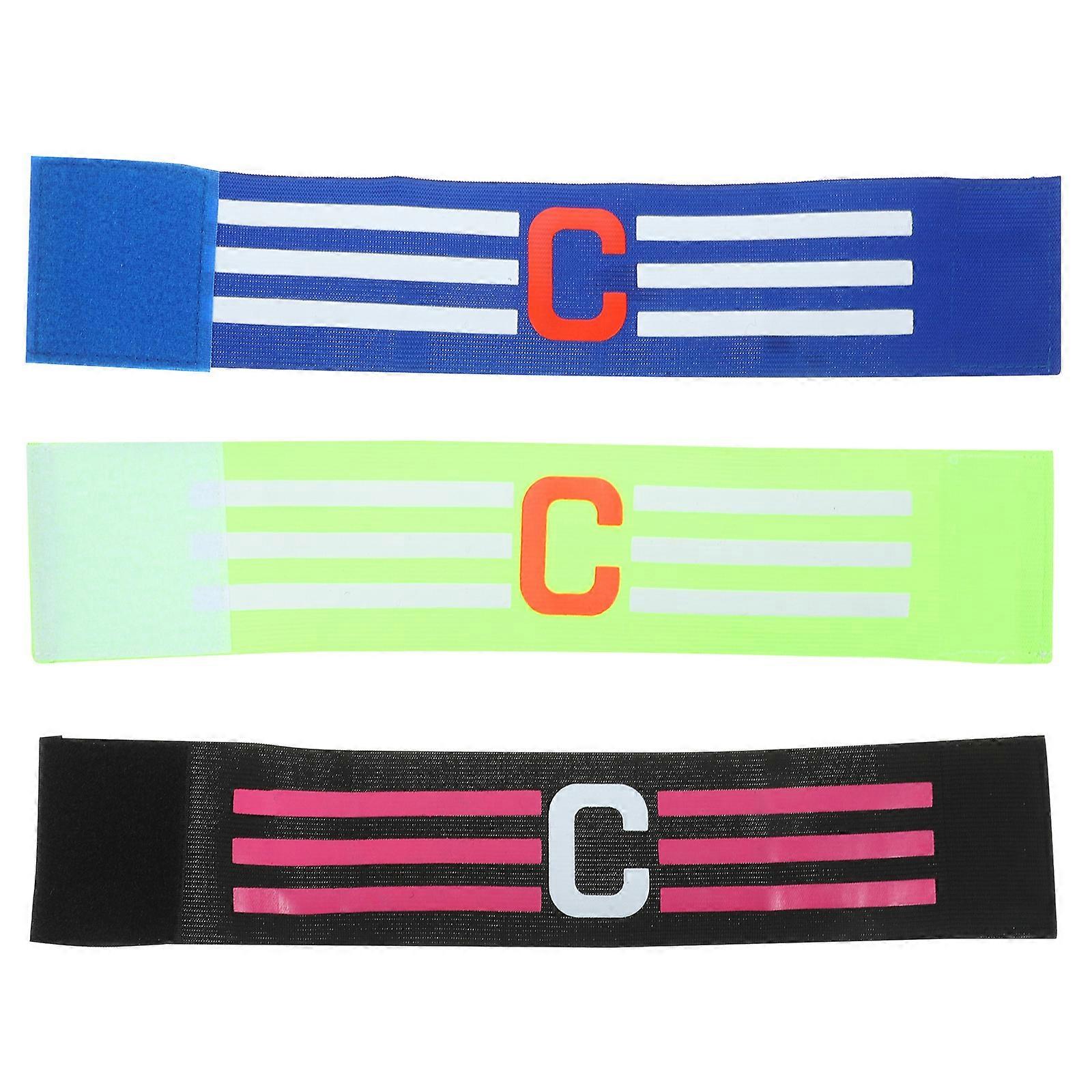 3Pcs Adjustable Football Captain Armband For Captains During Football Matches In Black Color Crafted From Durable Nylon Material