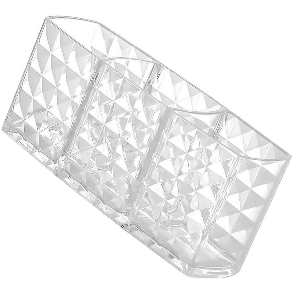 Transparent Pen Holder for Daily Use Stable 3-compartment Desktop Makeup Brush Container