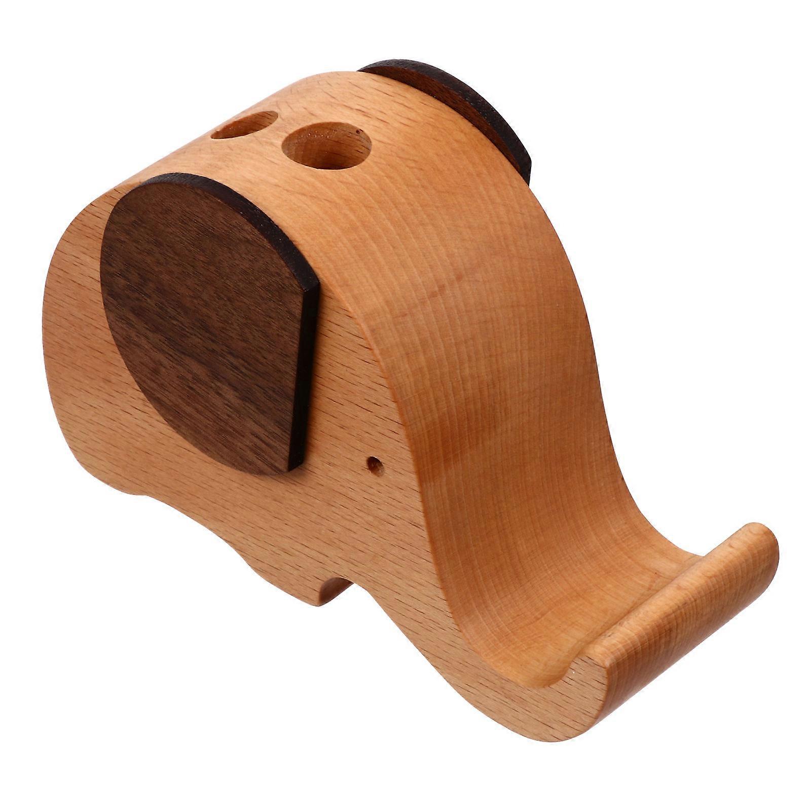 Elephant Phone Holder Wooden Material for Tablet Bracket 1Pcs Container