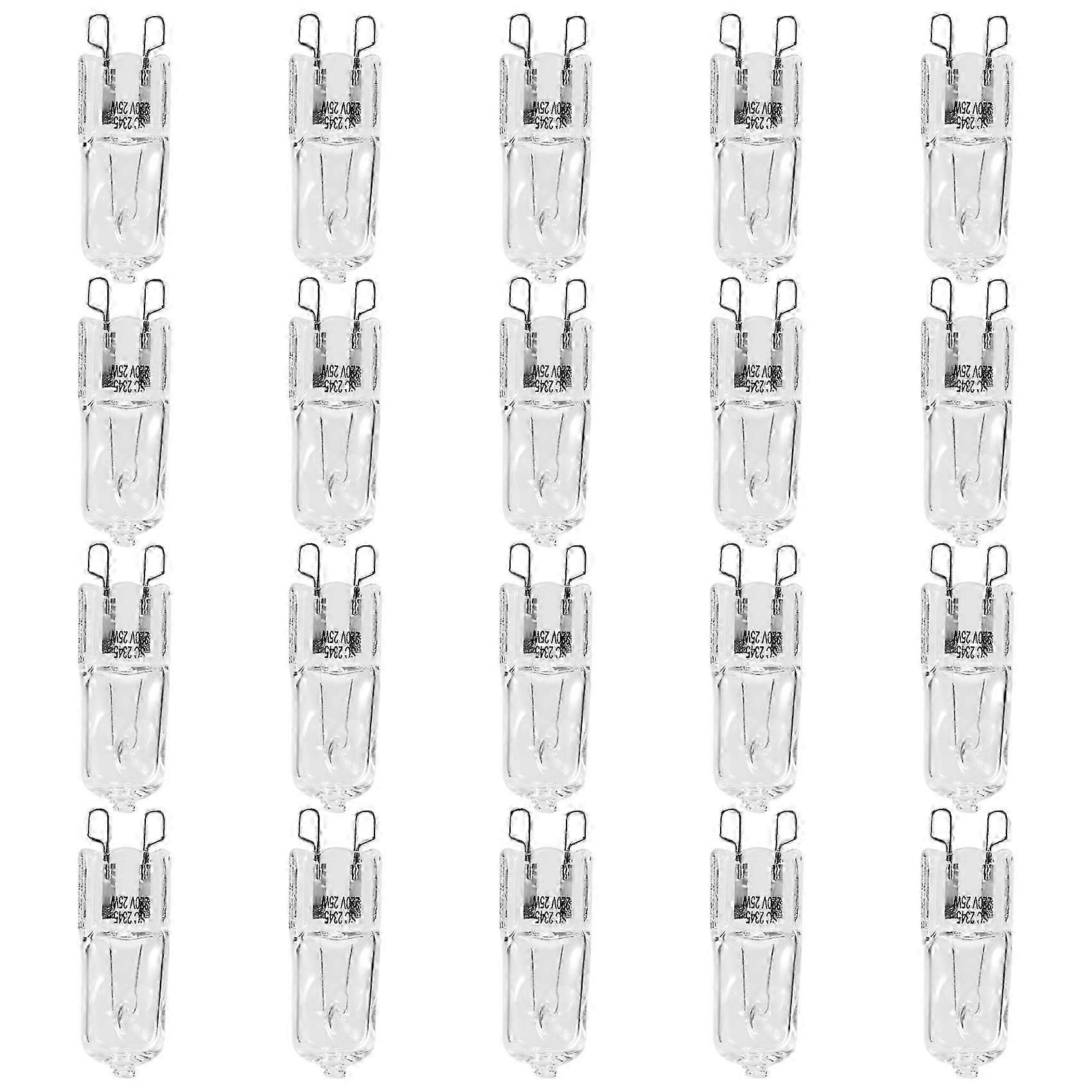 20stk G9 halogenpærer, 25W klare halogenlamper dæmpbare, varm hvid 2800K til lysekroner, vedhæng, landskabslys