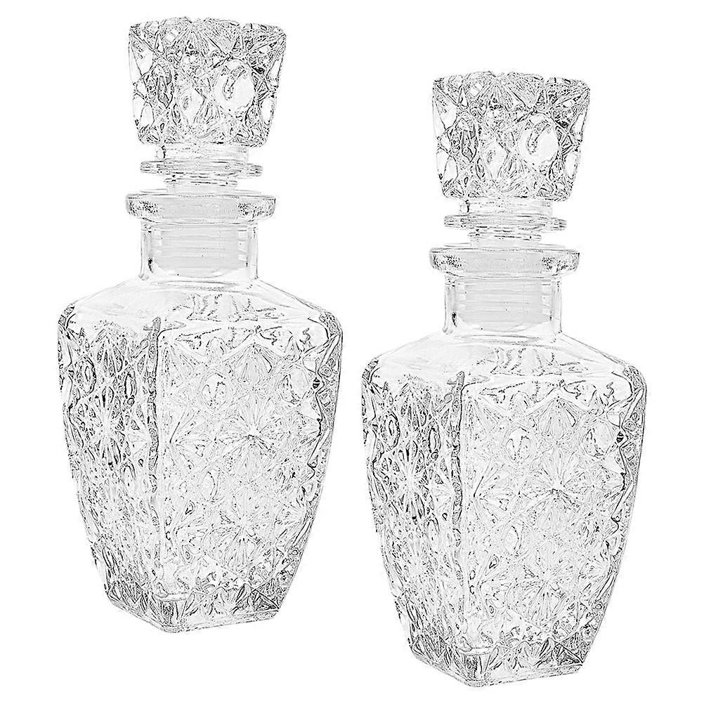 Creative Glass Decanter Square Diamond Shape Storage Packaging Transparent For Home Use 2Pcs