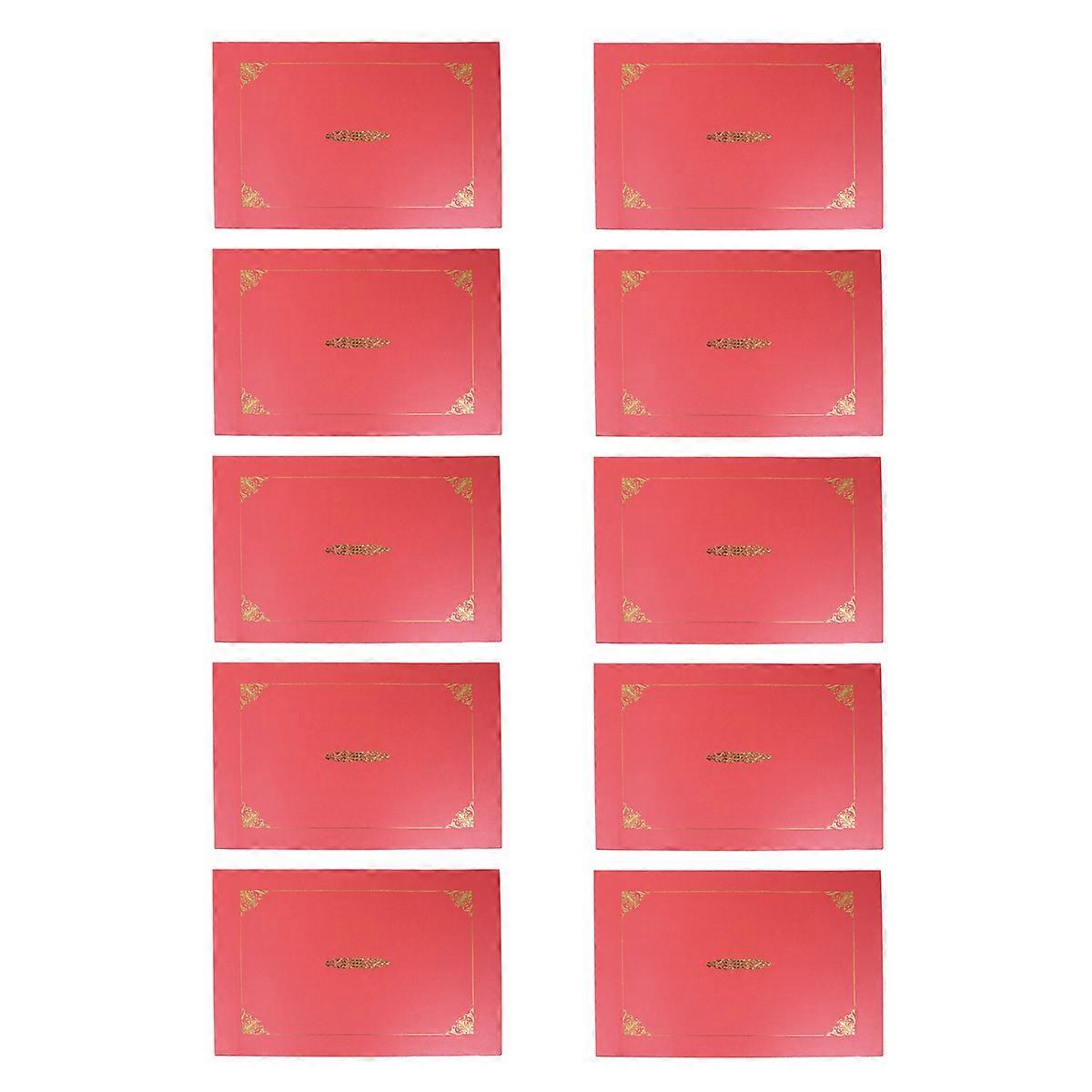 Purplish Red A4 Certificate Holders with Gold Foil Border for Diplomas, Awards, and Business Documents   10pcs Set
