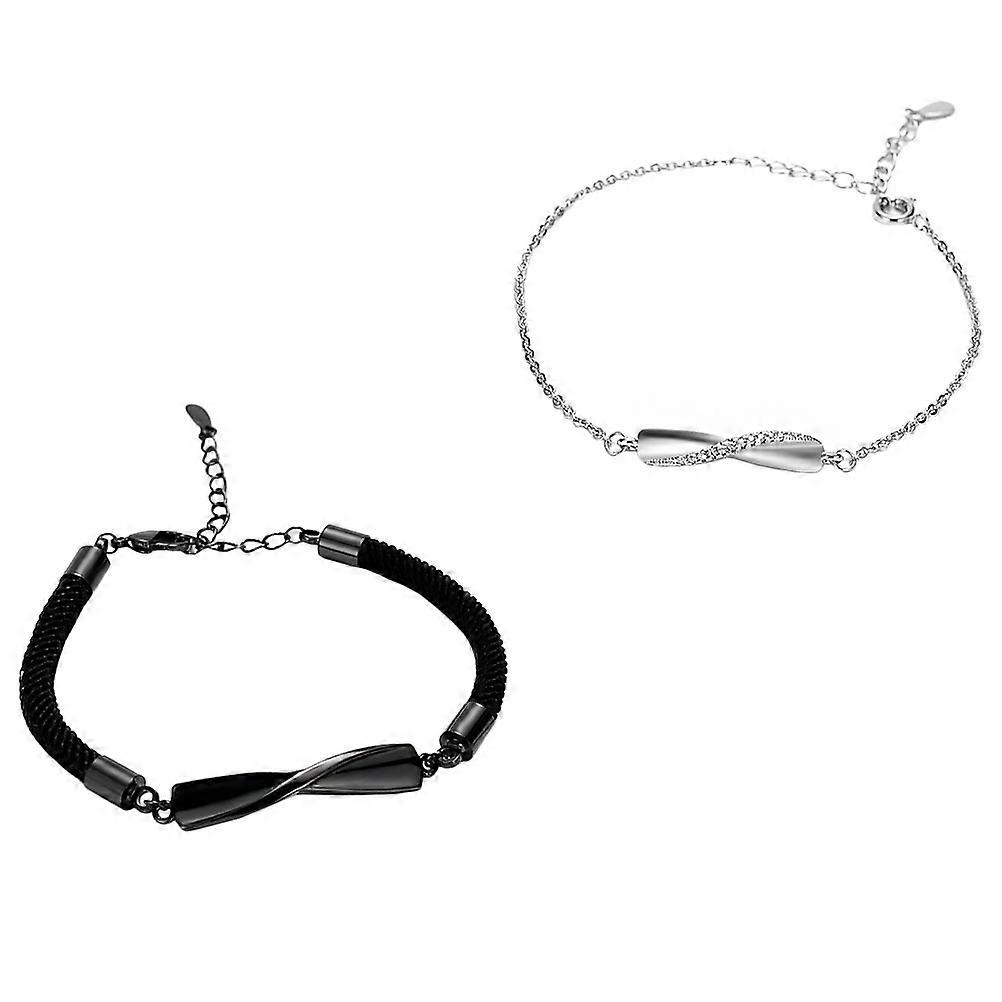 Couple Bracelet Decorative Wrist Chain Men And Women In Assorted Color Made Of Premium Copper 2Pcs