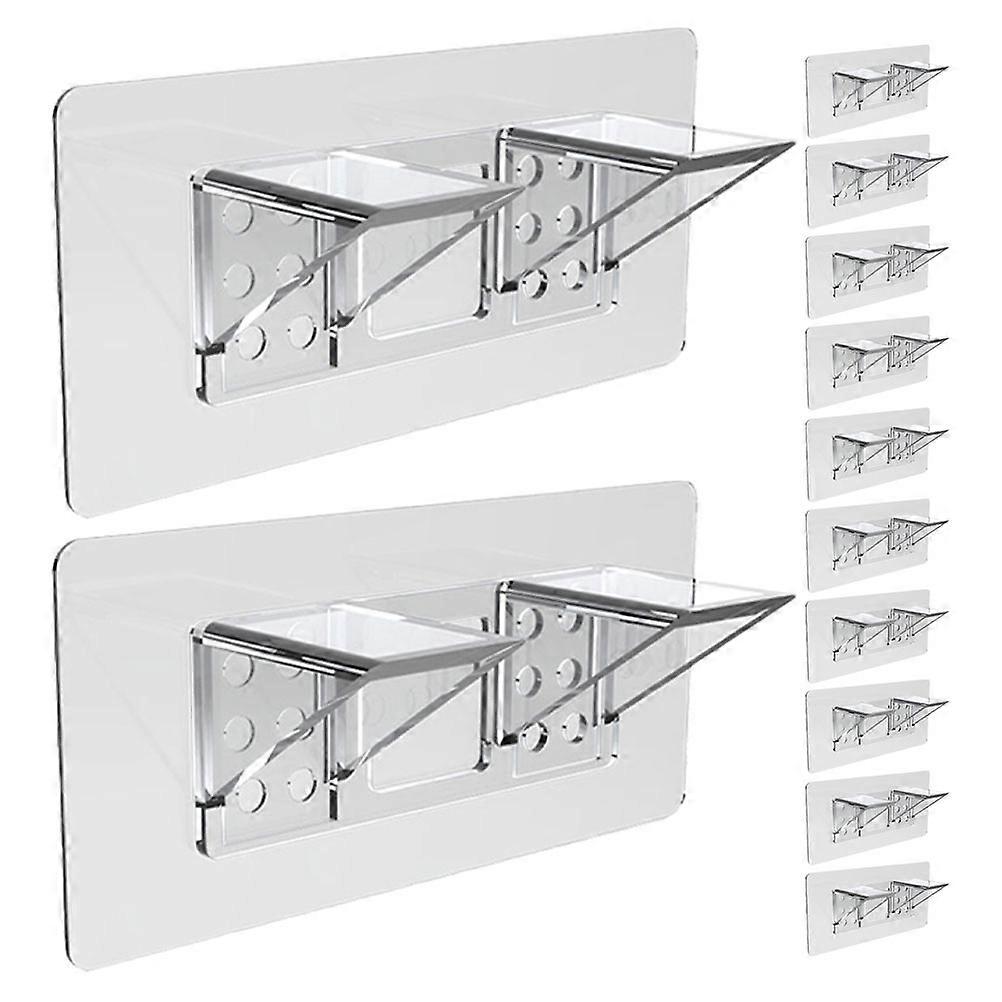 12pcs Nail Free Shelf Pegs Wall Mounted Cabinet Supports Floating Shelf Brackets for Home Organization Bathroom Use