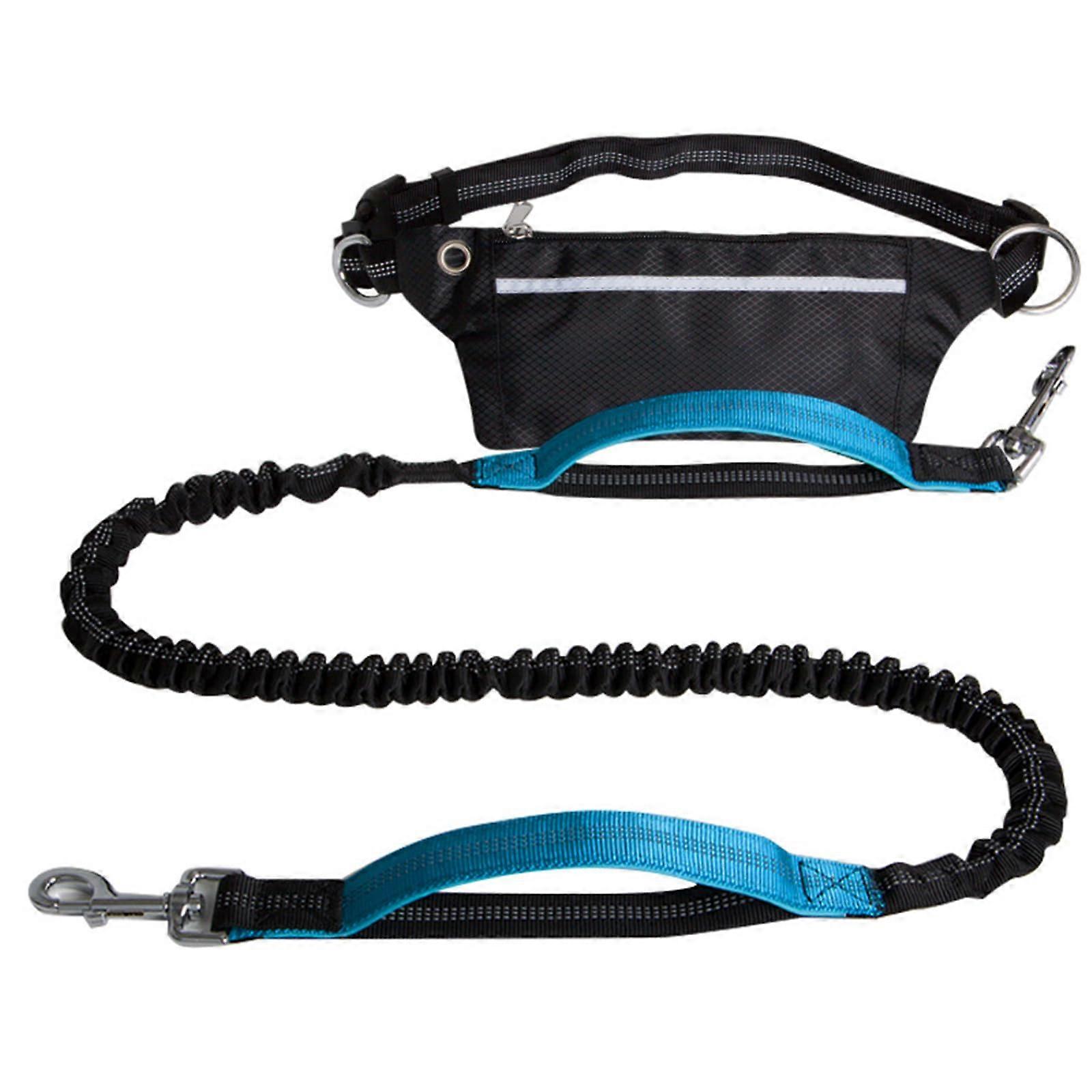 Reflective Sports Waist Bag with Multiple Pockets and Dog Leash for Outdoor Activities, Azurite Blue Style