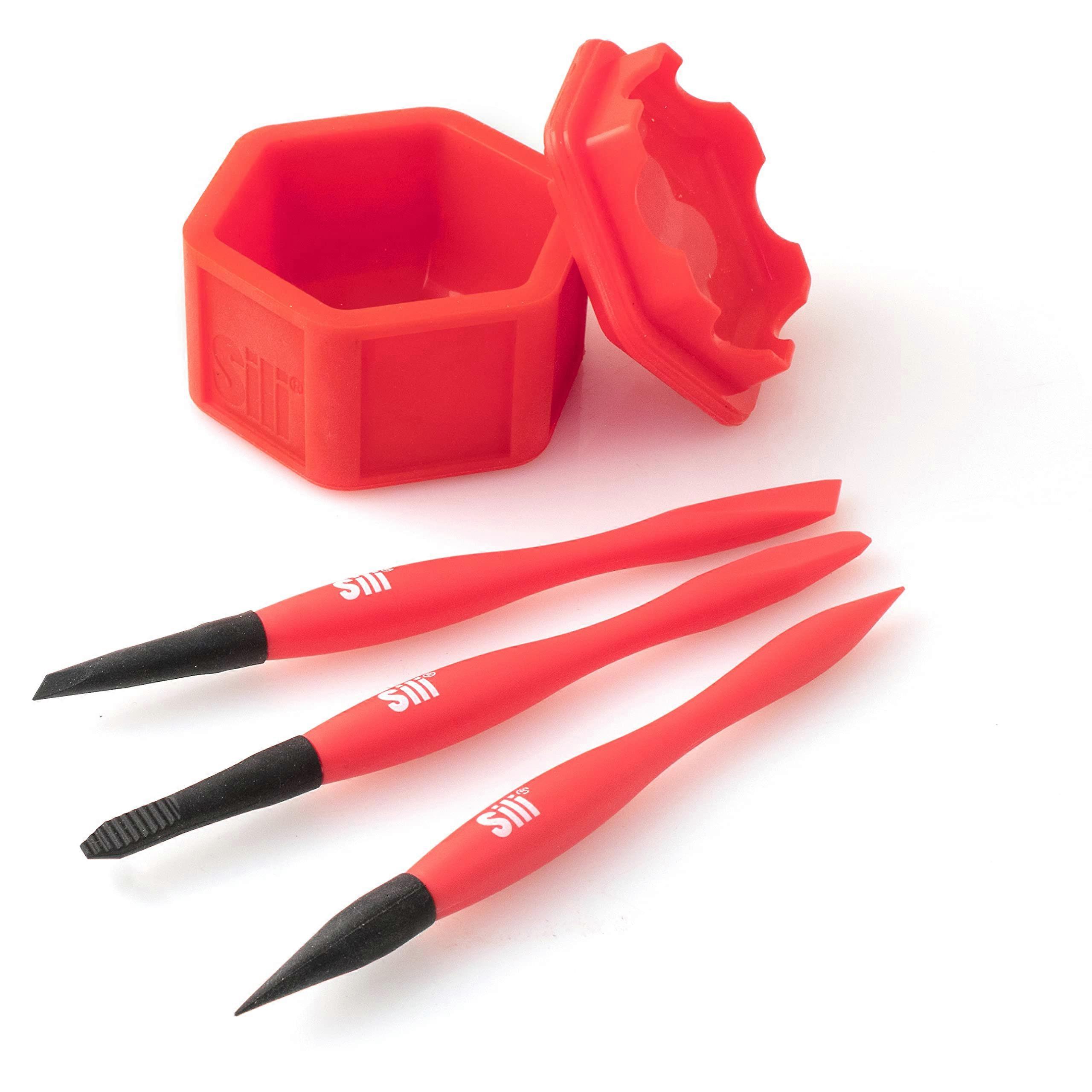 Glue Pod and 3 Micro Glue Brushes with MultiPurpose Sealing Lid/Glue Brush Holder • Fine Tip • Chisel Tip and Flat Tapered Tip