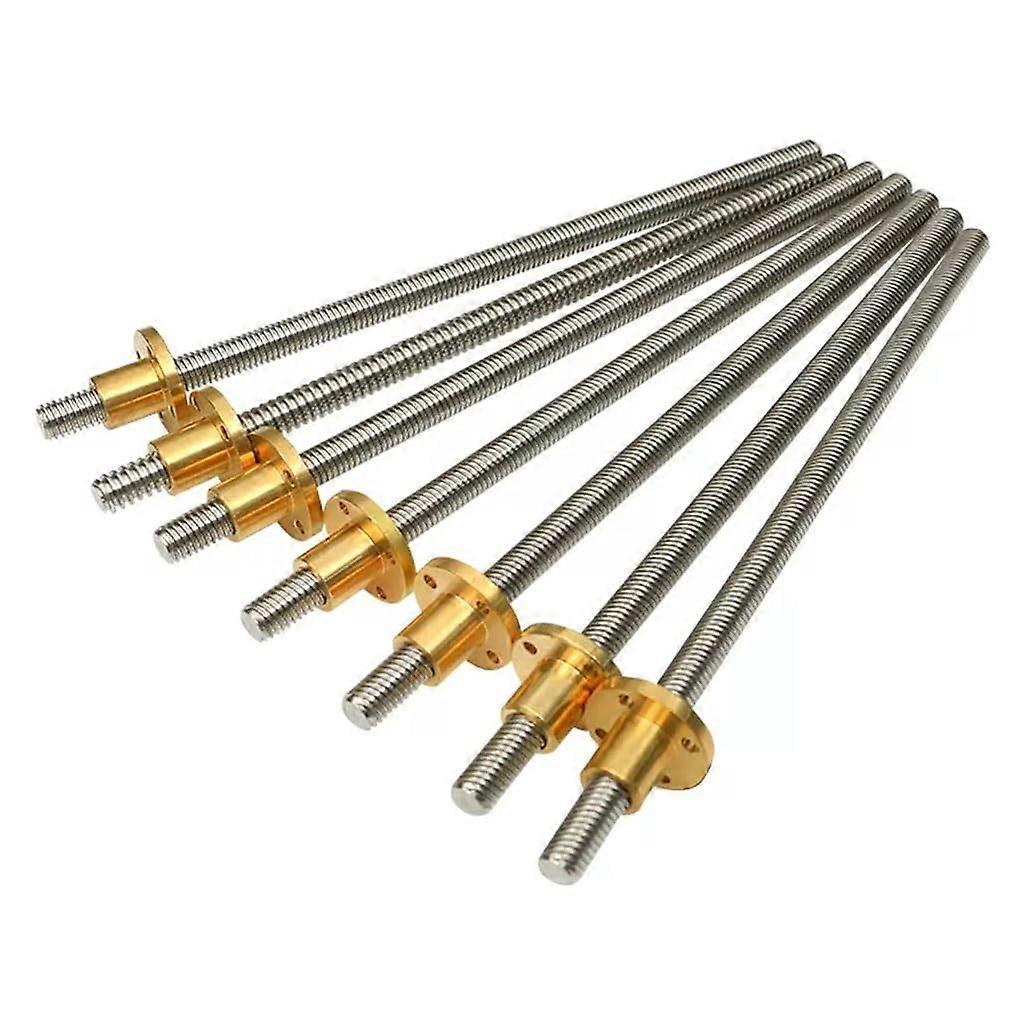 Threaded spindle, trapezoidal, 2 mm pitch, stainless steel with copper nut, 100–500 mm